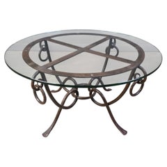 Wrought iron coffee table by René Drouet, 1940s