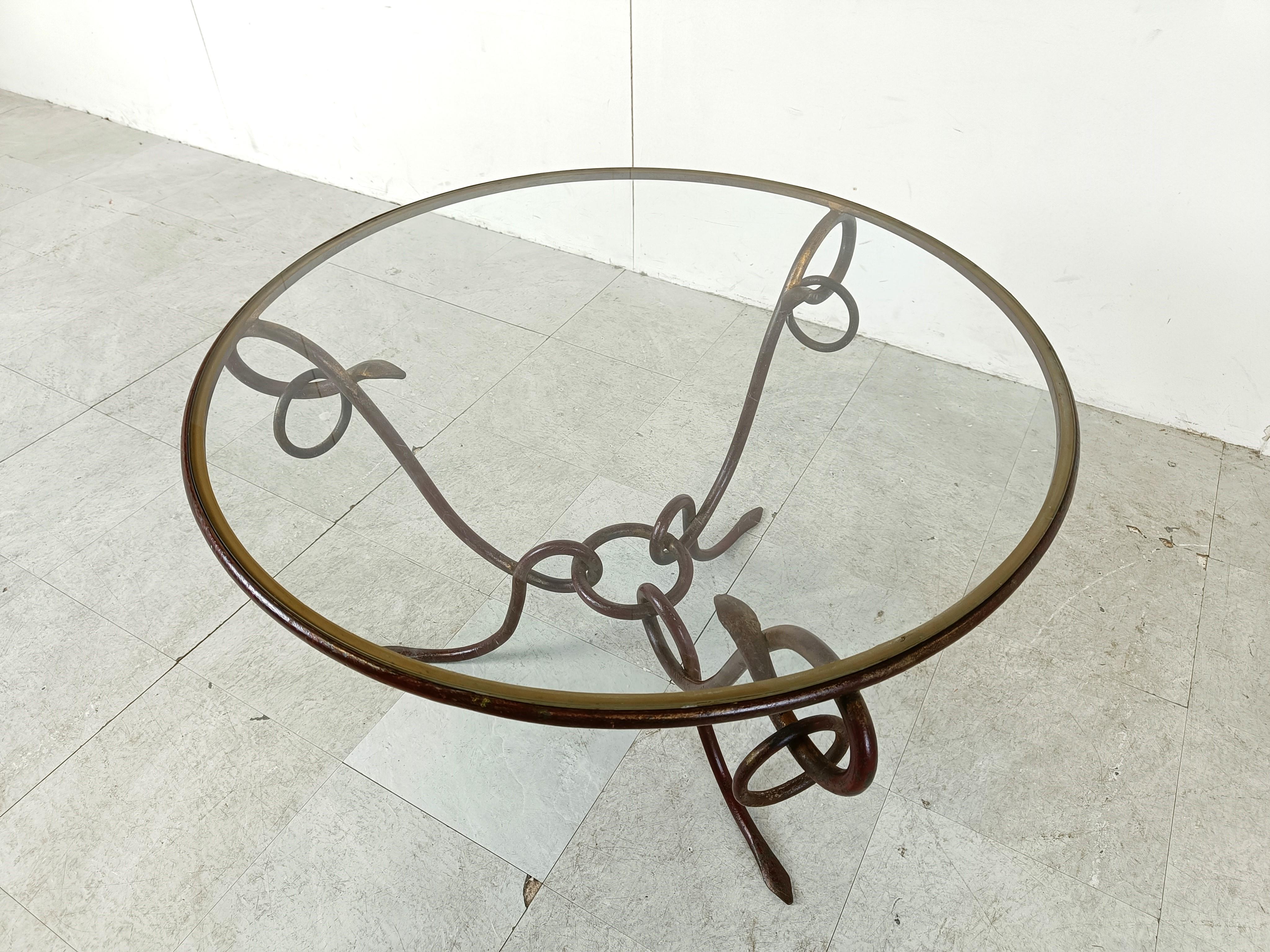 Wrought iron coffee table by René Drouet 3
