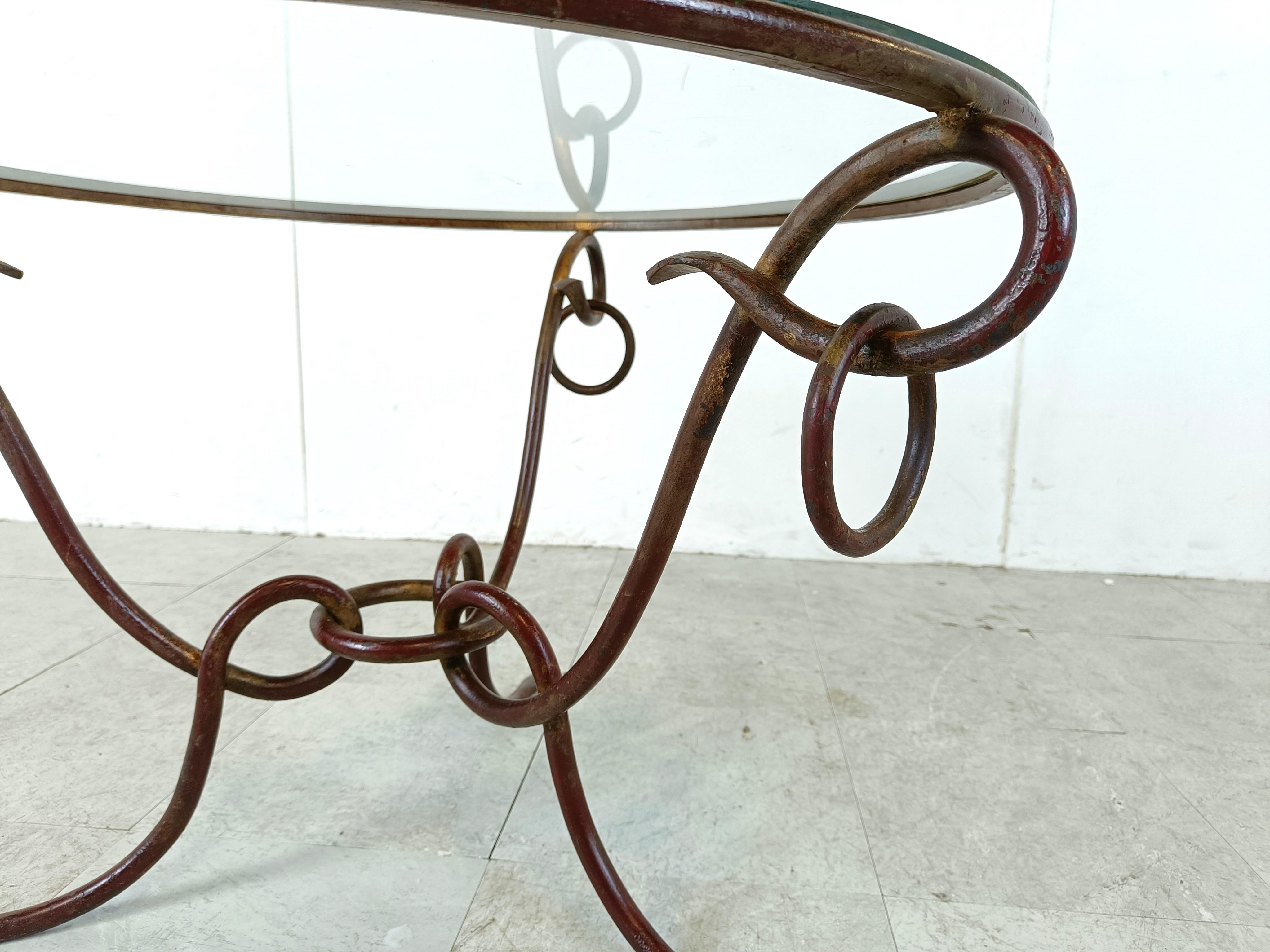 Wrought iron coffee table by René Drouet 4