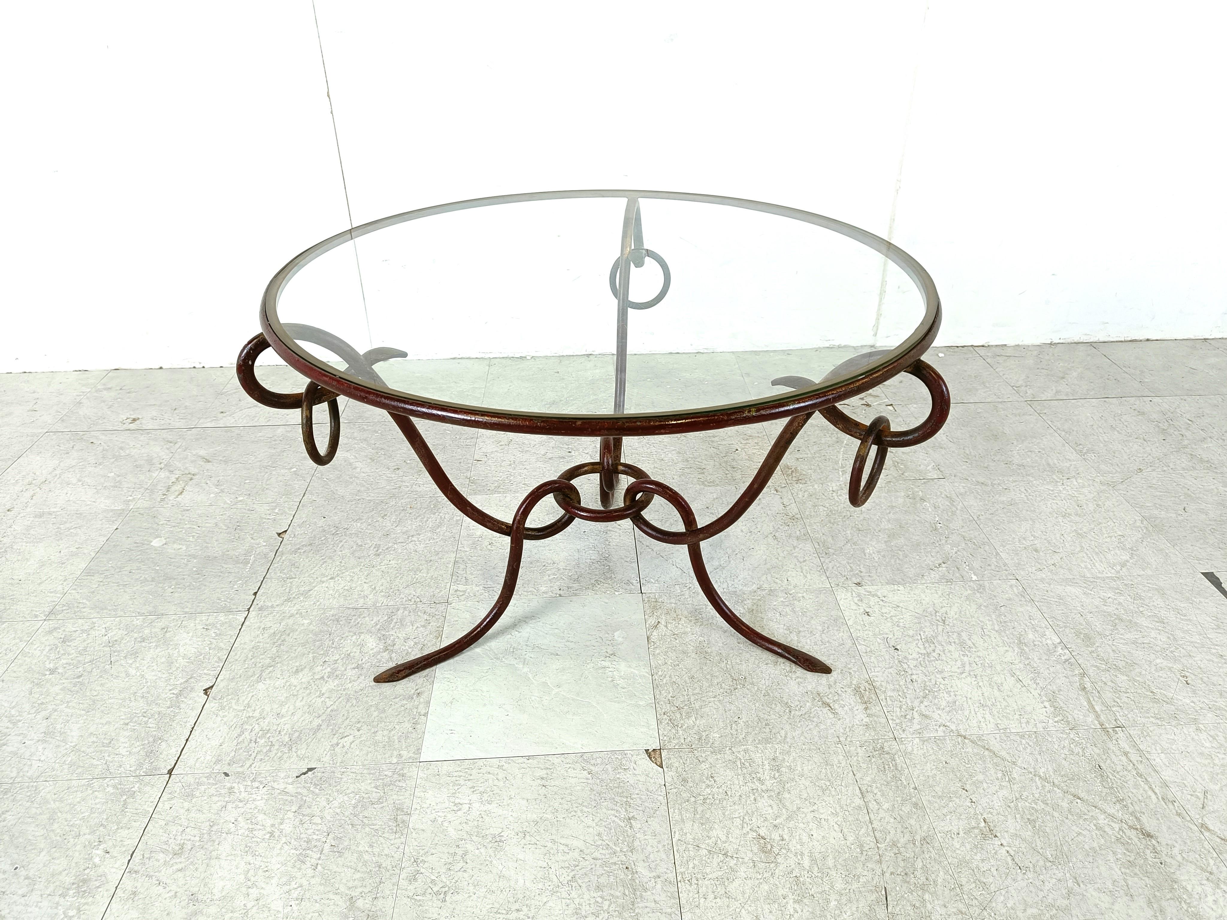 Art Nouveau Wrought iron coffee table by René Drouet