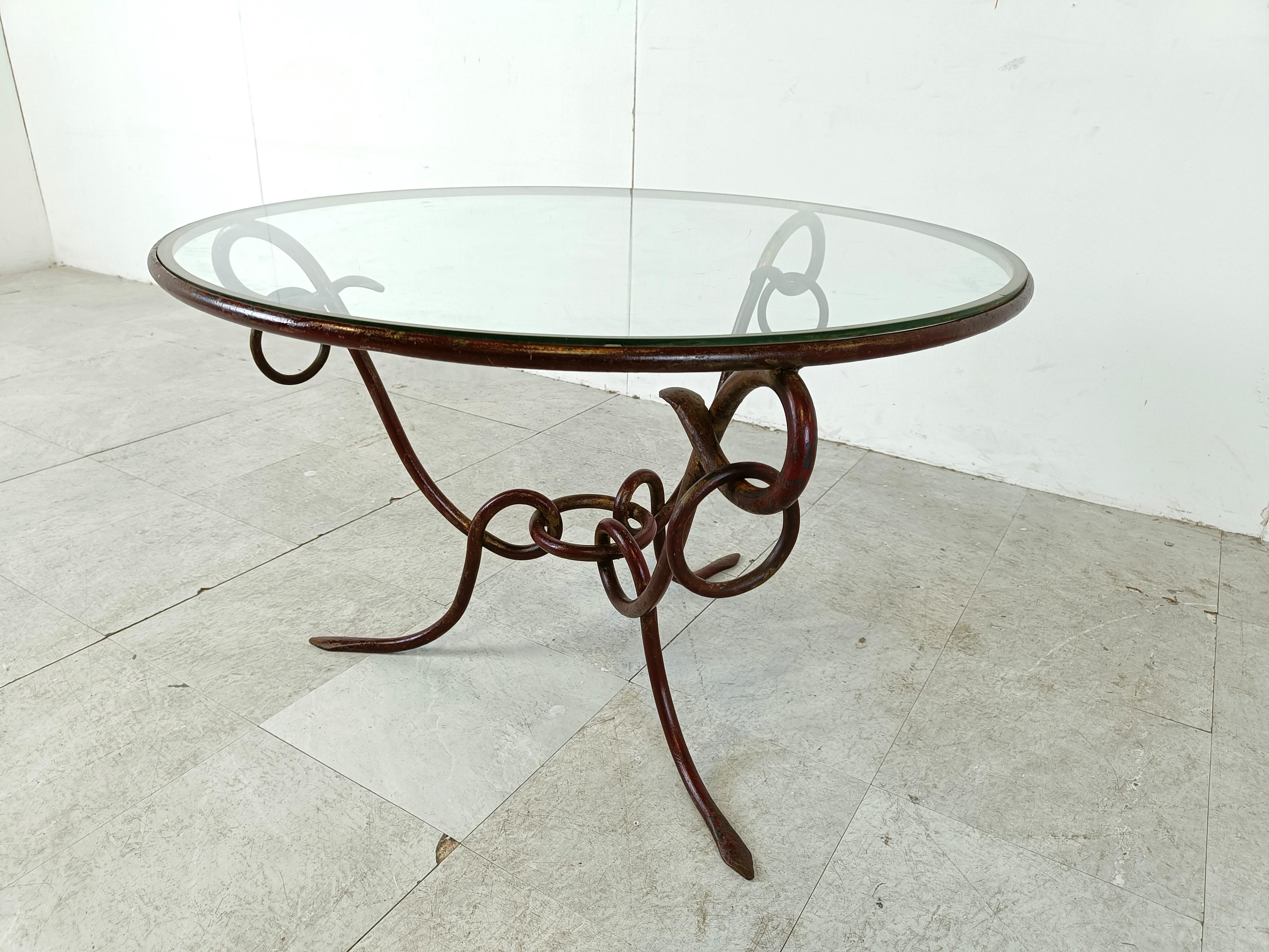 Mid-20th Century Wrought iron coffee table by René Drouet