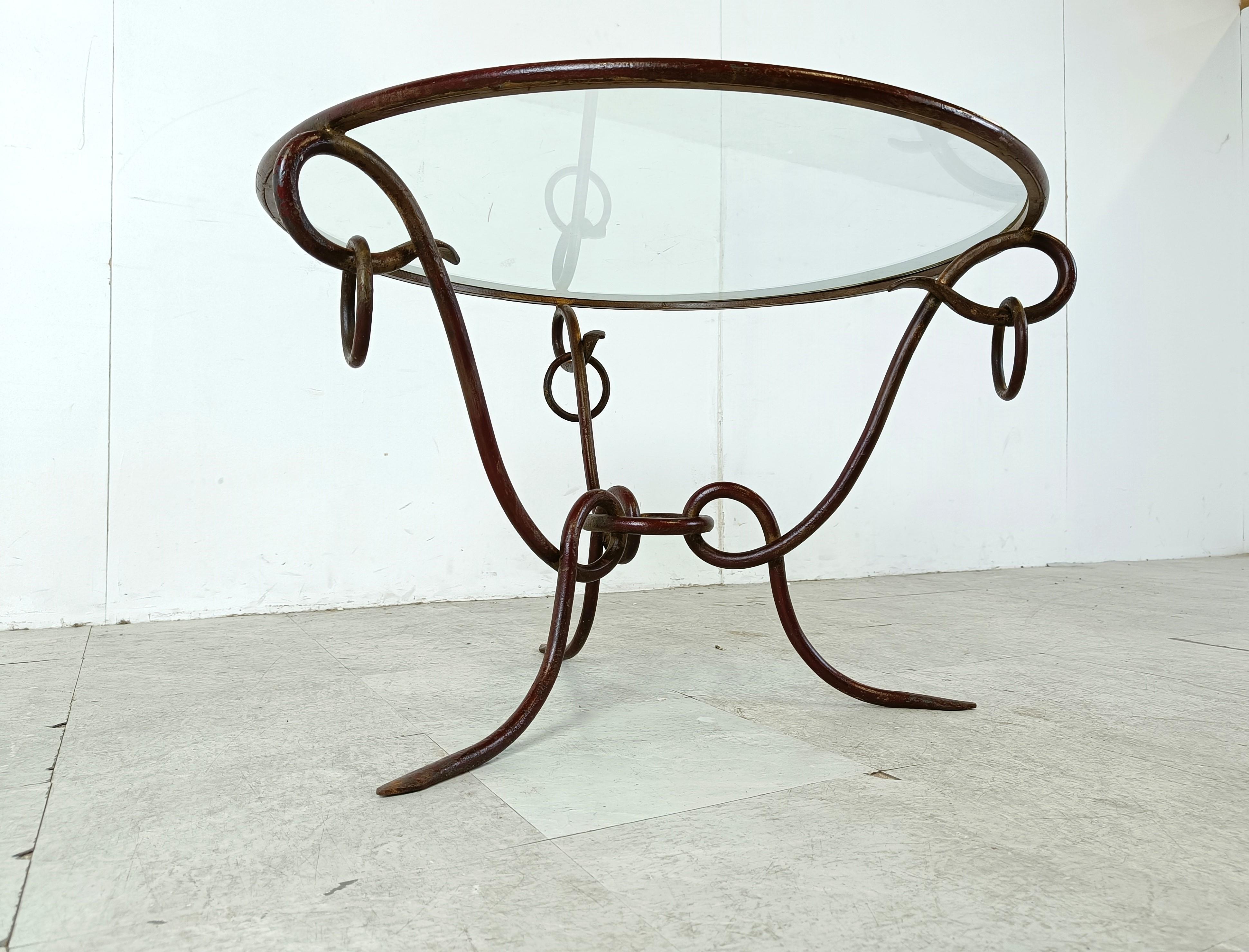 Wrought iron coffee table by René Drouet 1