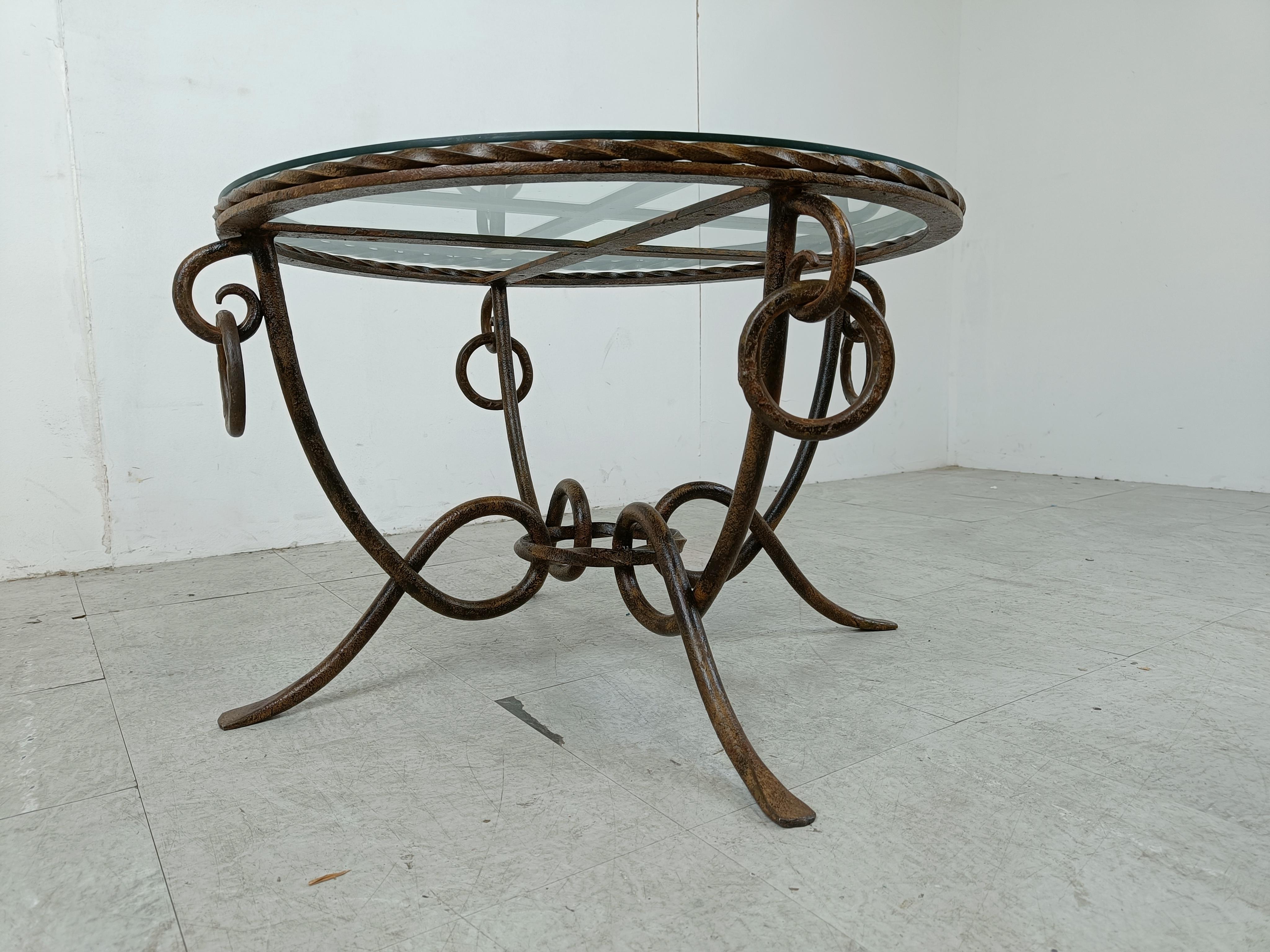Wrought iron coffee table by René Drouet For Sale 2