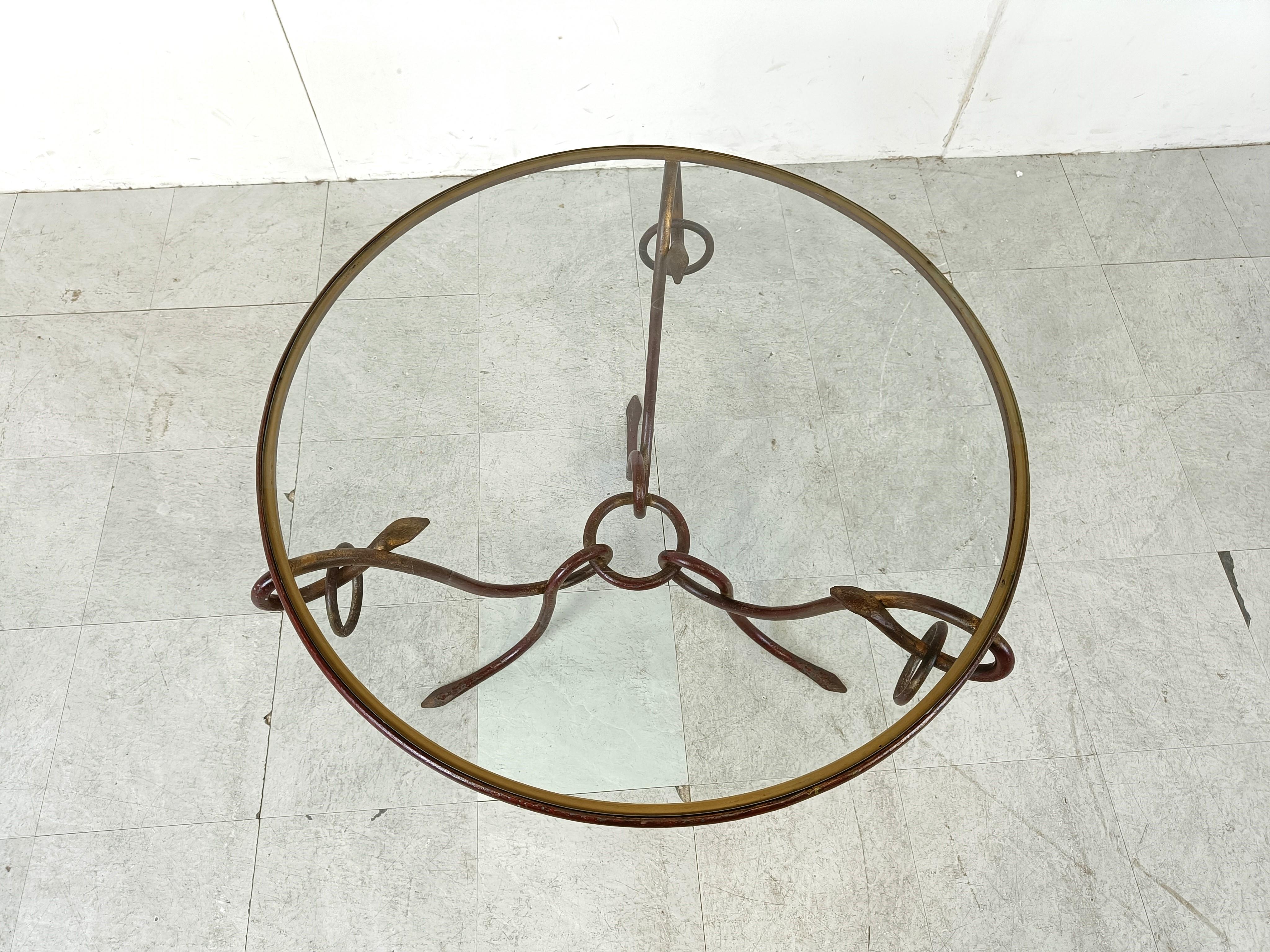 Wrought iron coffee table by René Drouet 2