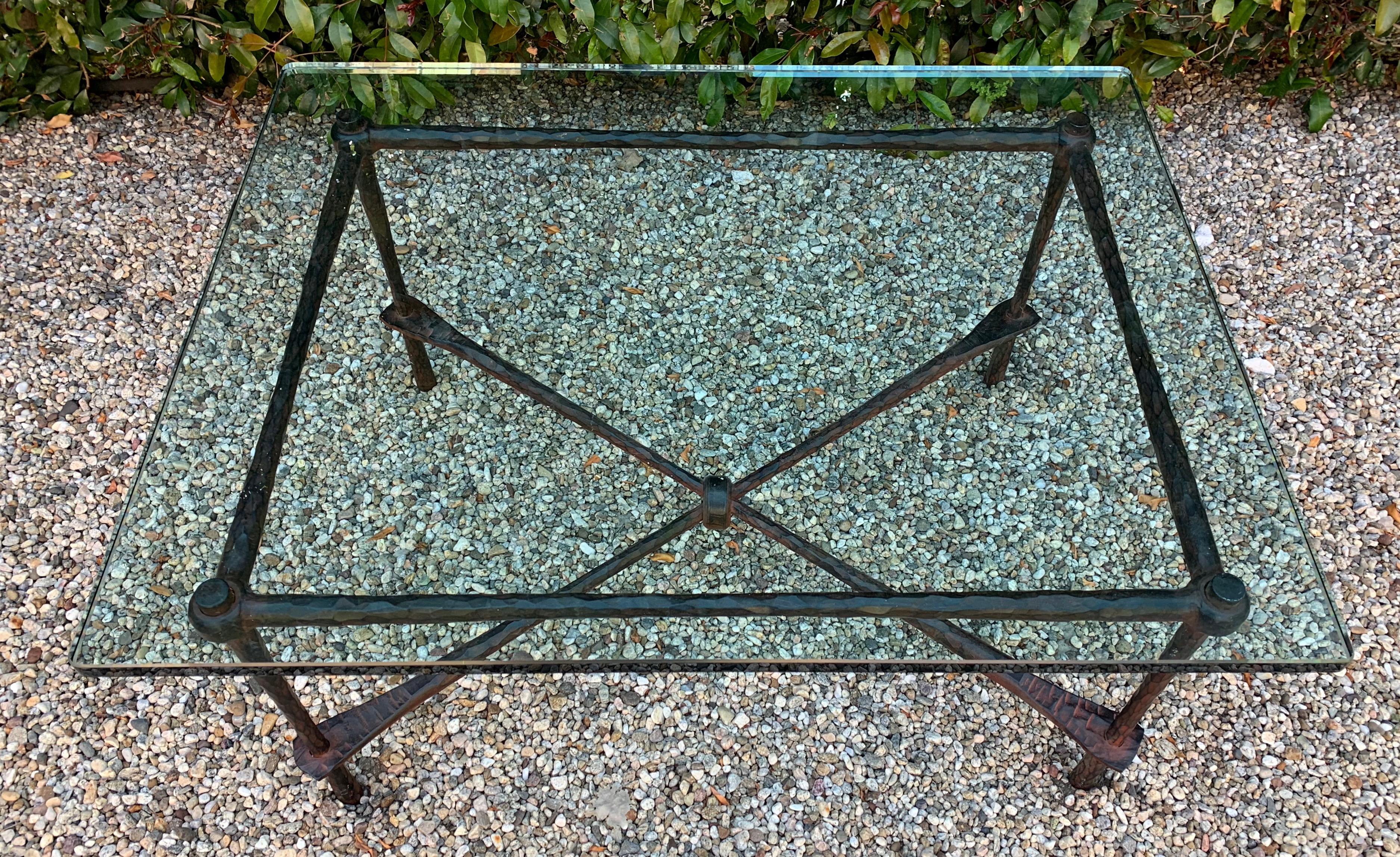 Wrought Iron Coffee Table in the Manner of Giacometti 1