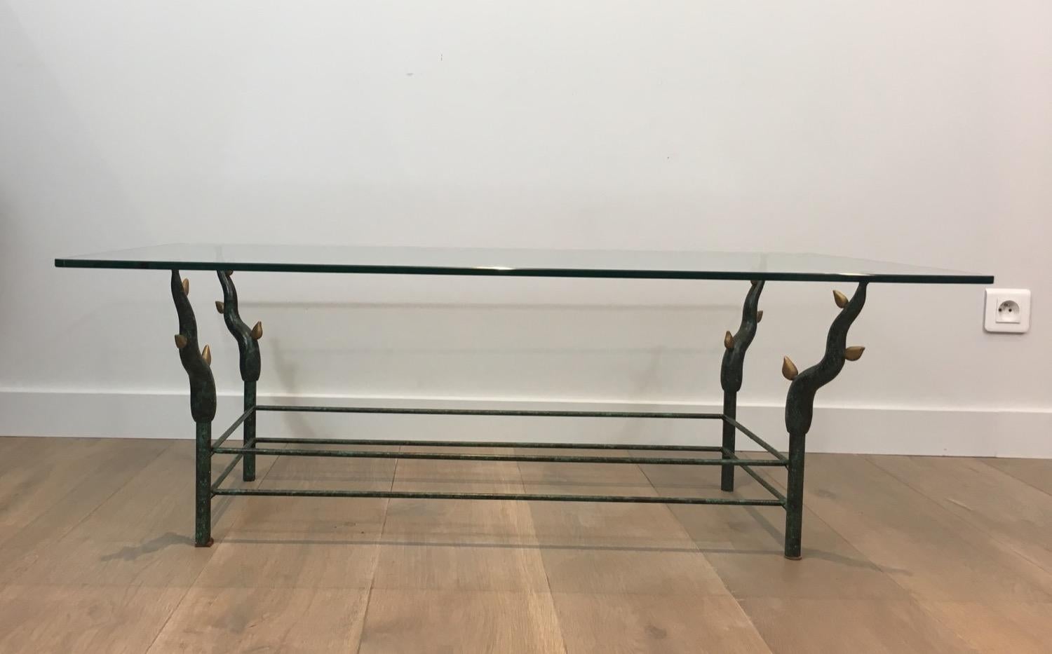 Wrought Iron Tree Branches Coffee Table in the Style of Willy Daro For Sale 11