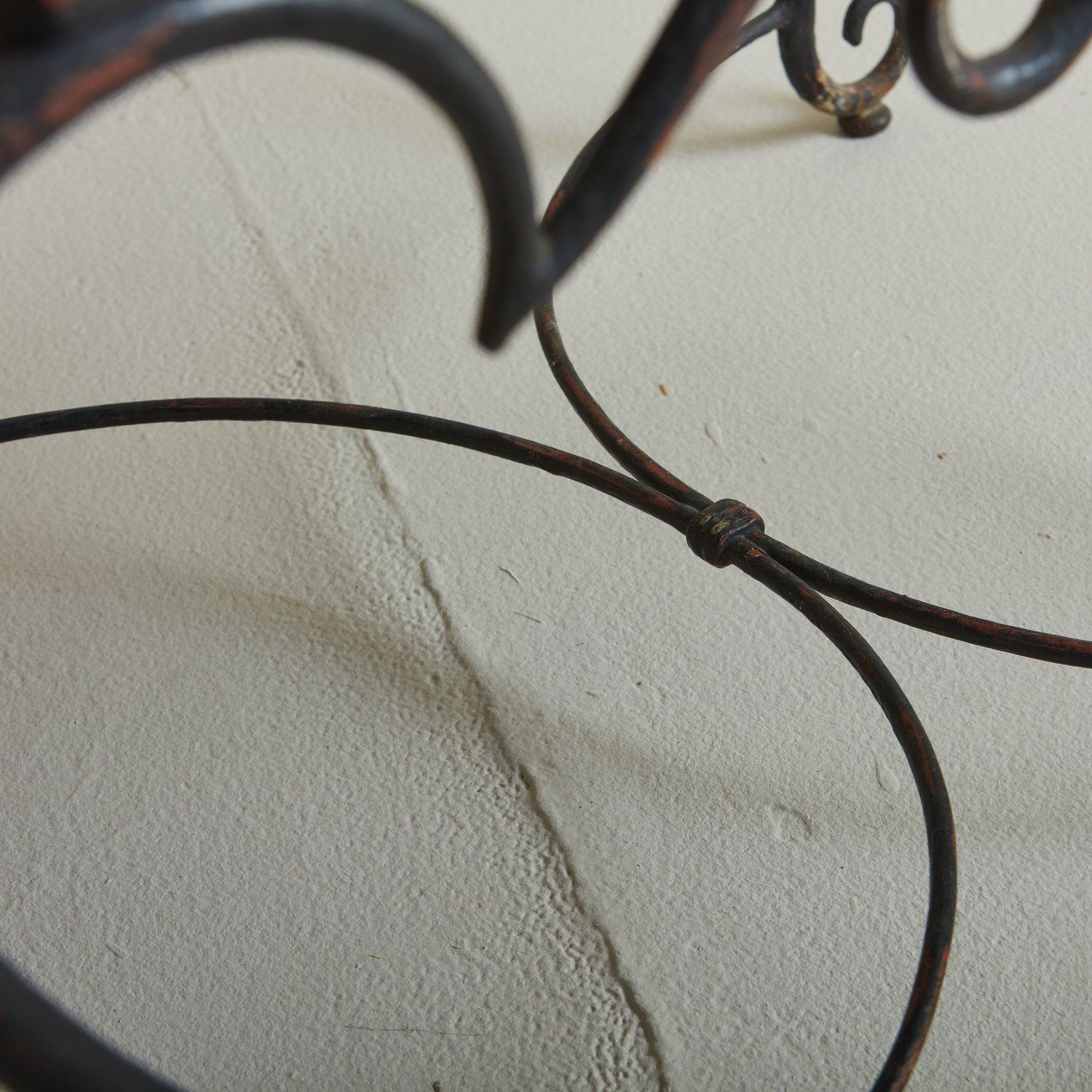 Wrought Iron Coffee Table + Mirrored Top in the Style of Rene Prou, France 1940s 4