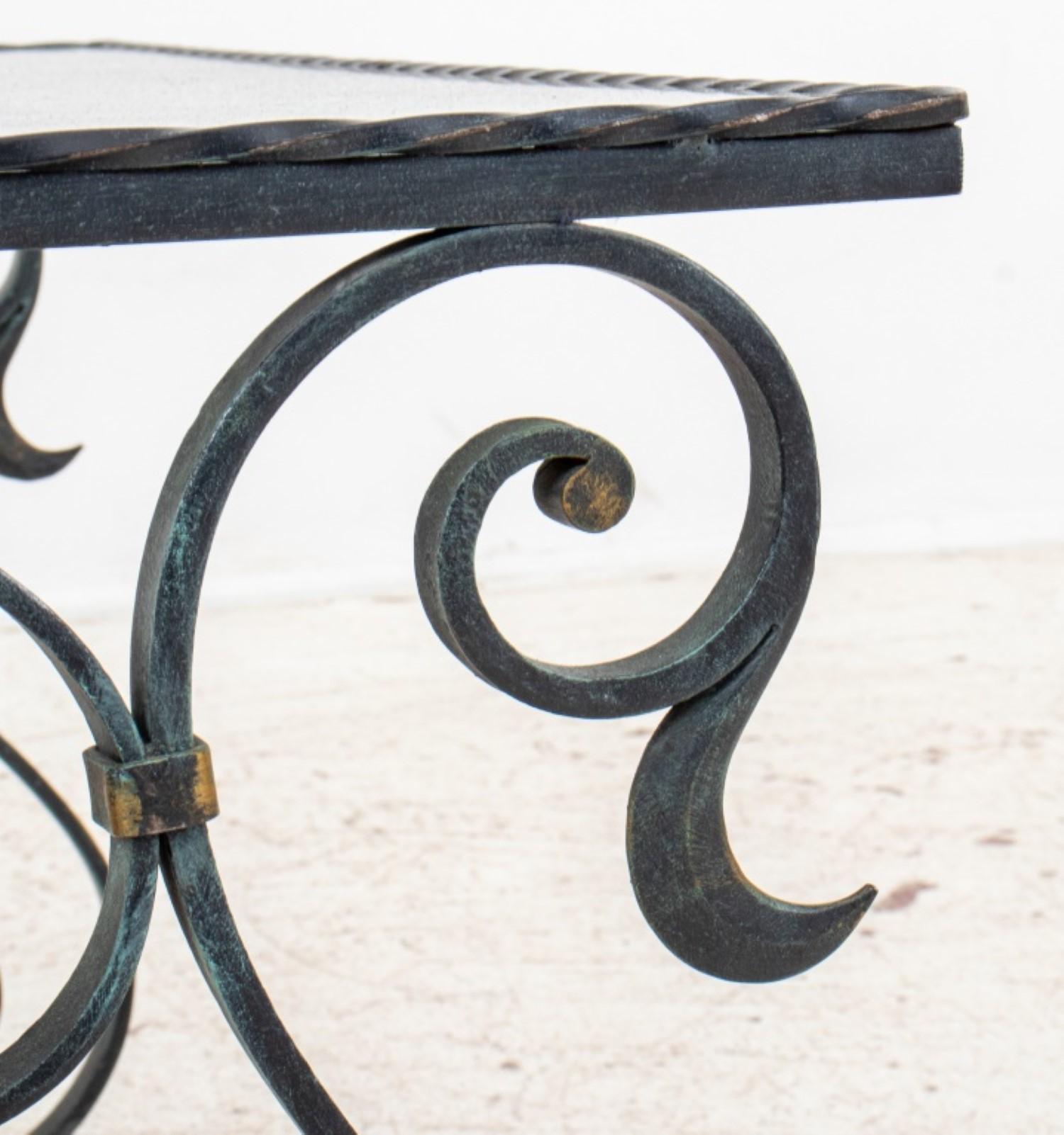 Wrought Iron Coffee Table With Glass Top For Sale 2