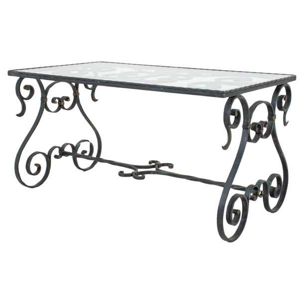Wrought Tea Table Wrought Iron Coffee Table With Glass Top For Sale at 1stDibs
