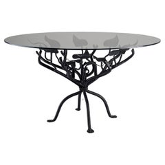 Mesa de centro de hierro forjado con hojas, Francia, años 50