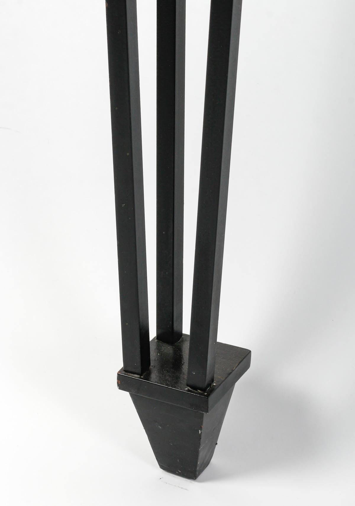 Wrought iron console in the Neo-Classical taste, 20th century.

Wrought-iron console in the Neo-Classical style, without the marble, painted black, 20th century.

Dimensions: h: 88cm, w: 109cm, d: 33.5cm
