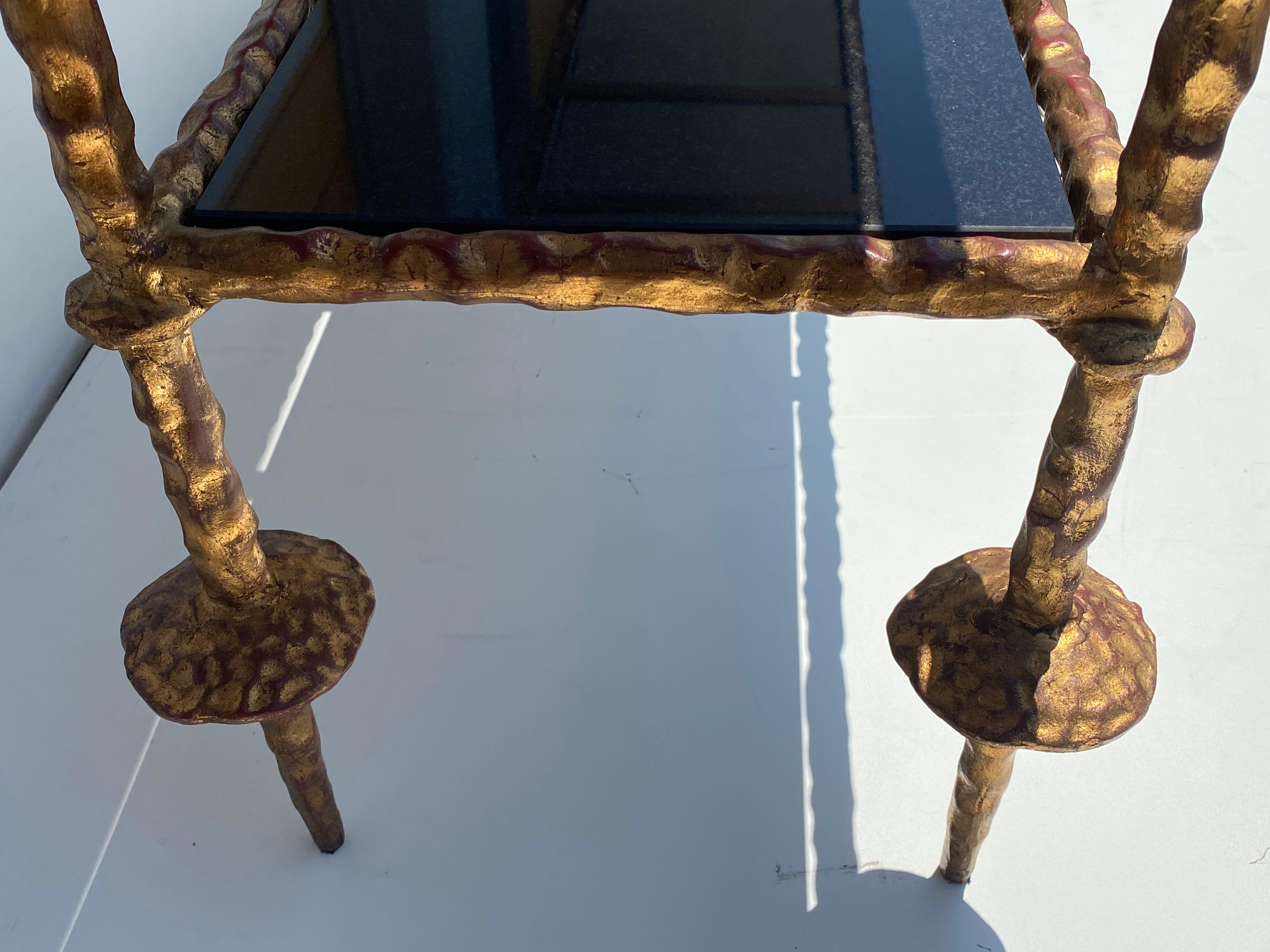 Table console en fer forgé en forme de feuille d'or de style Giacometti en vente 4