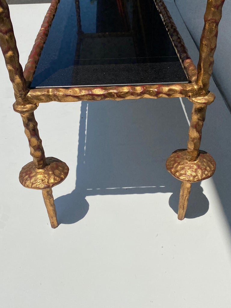 Wrought Iron Console Table in Gold Leaf Style of For Sale at