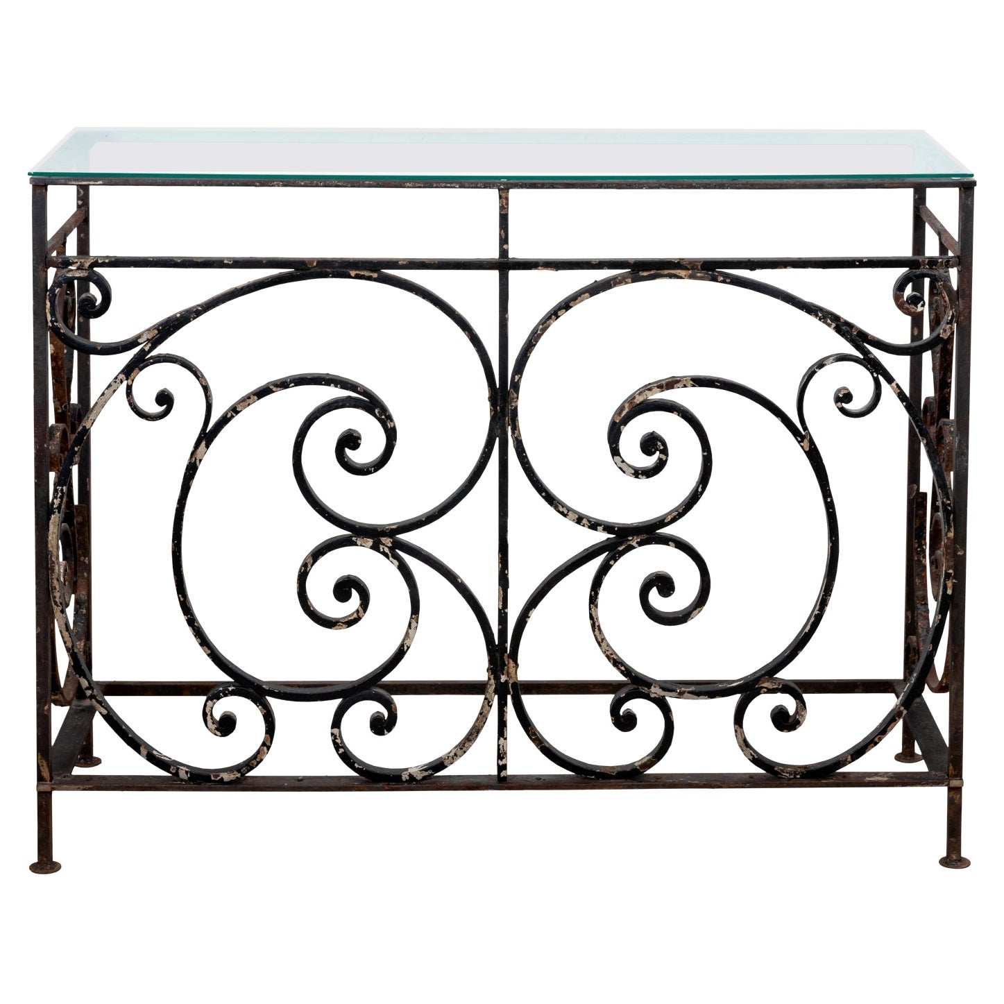 Wrought Iron Console with Glass Top For Sale at 1stDibs | wrought iron ...
