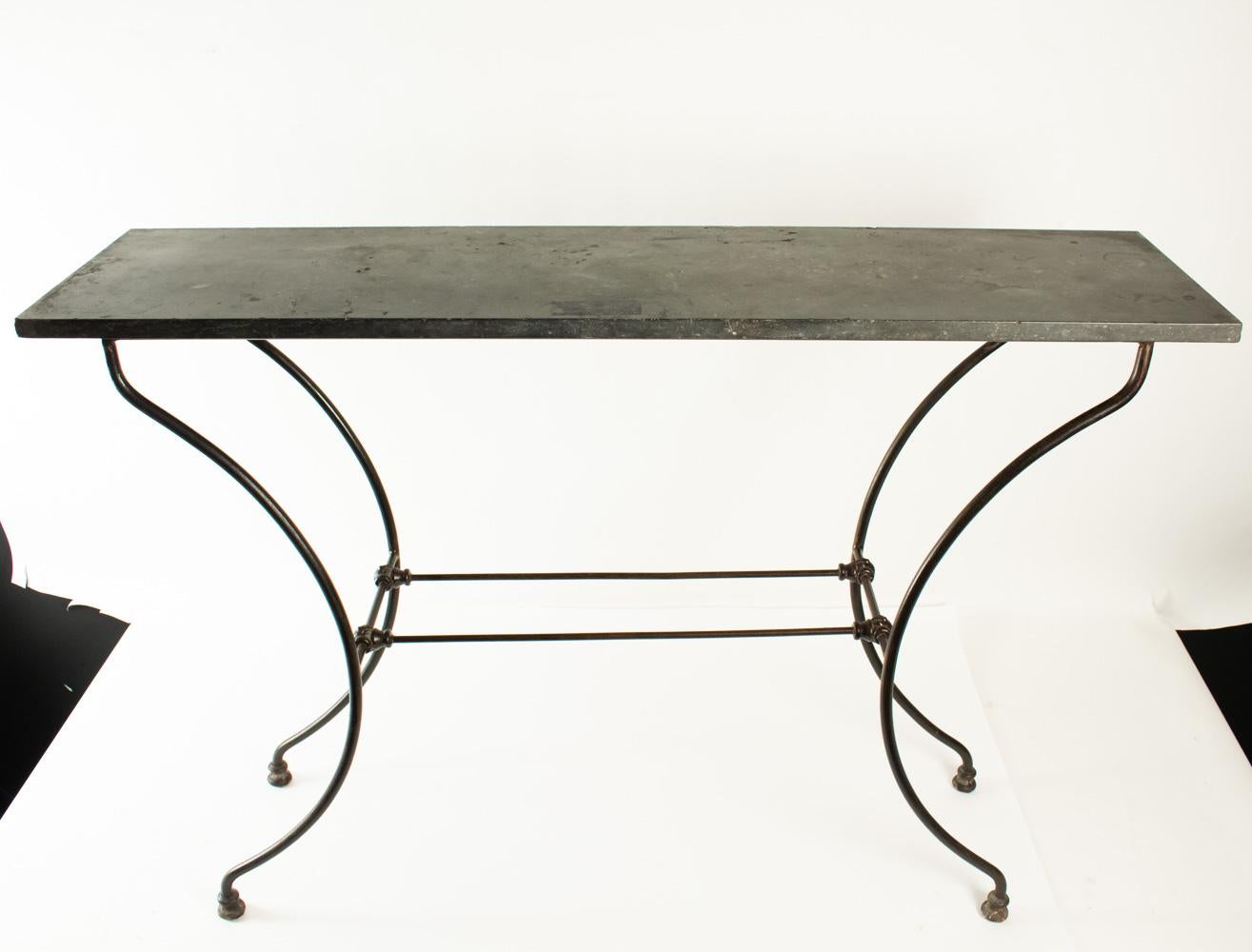 Wrought Iron Console with Marble Top, 19th Century, Period Napoleon III 2