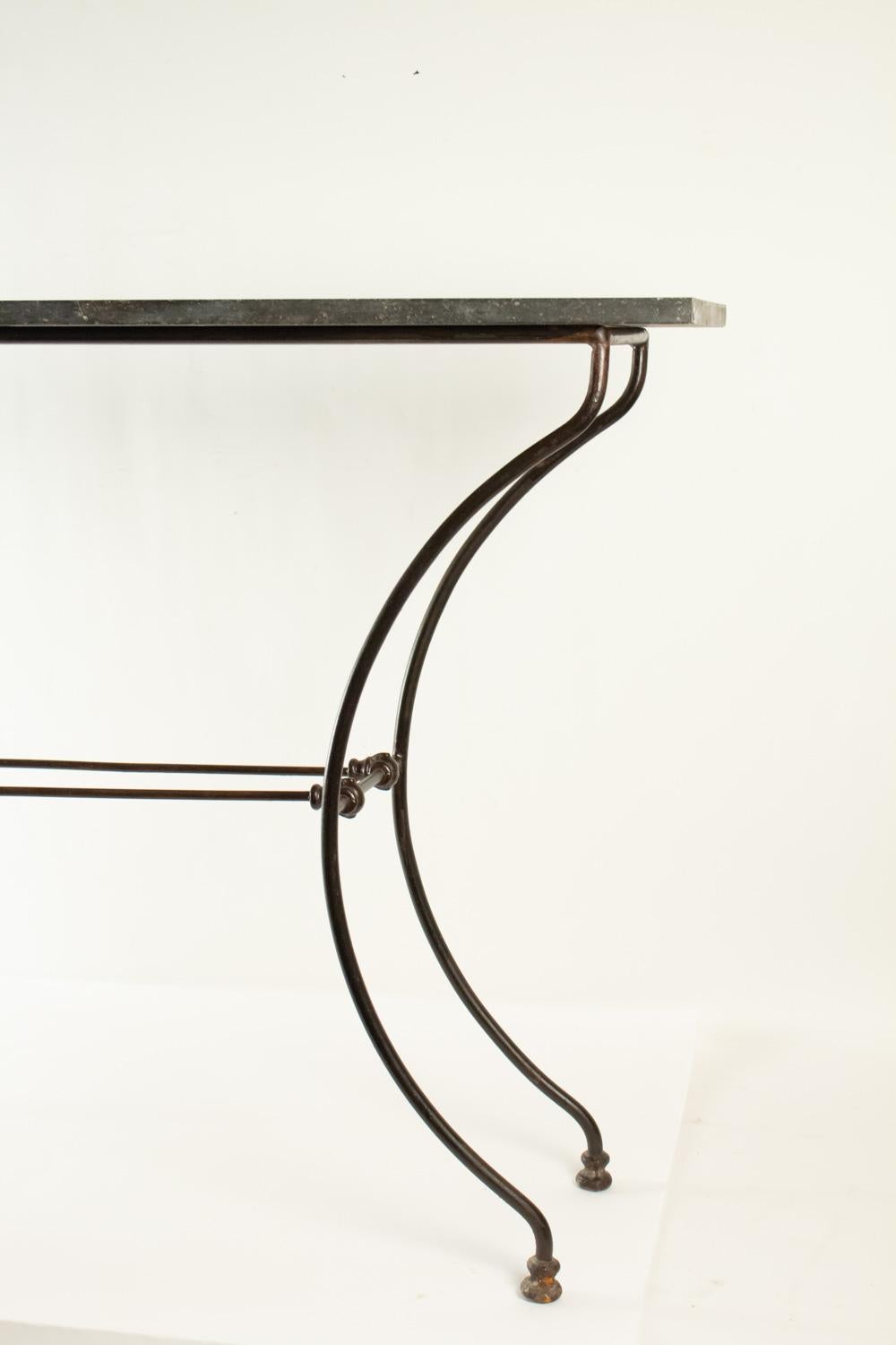 Wrought Iron Console with Marble Top, 19th Century, Period Napoleon III 4