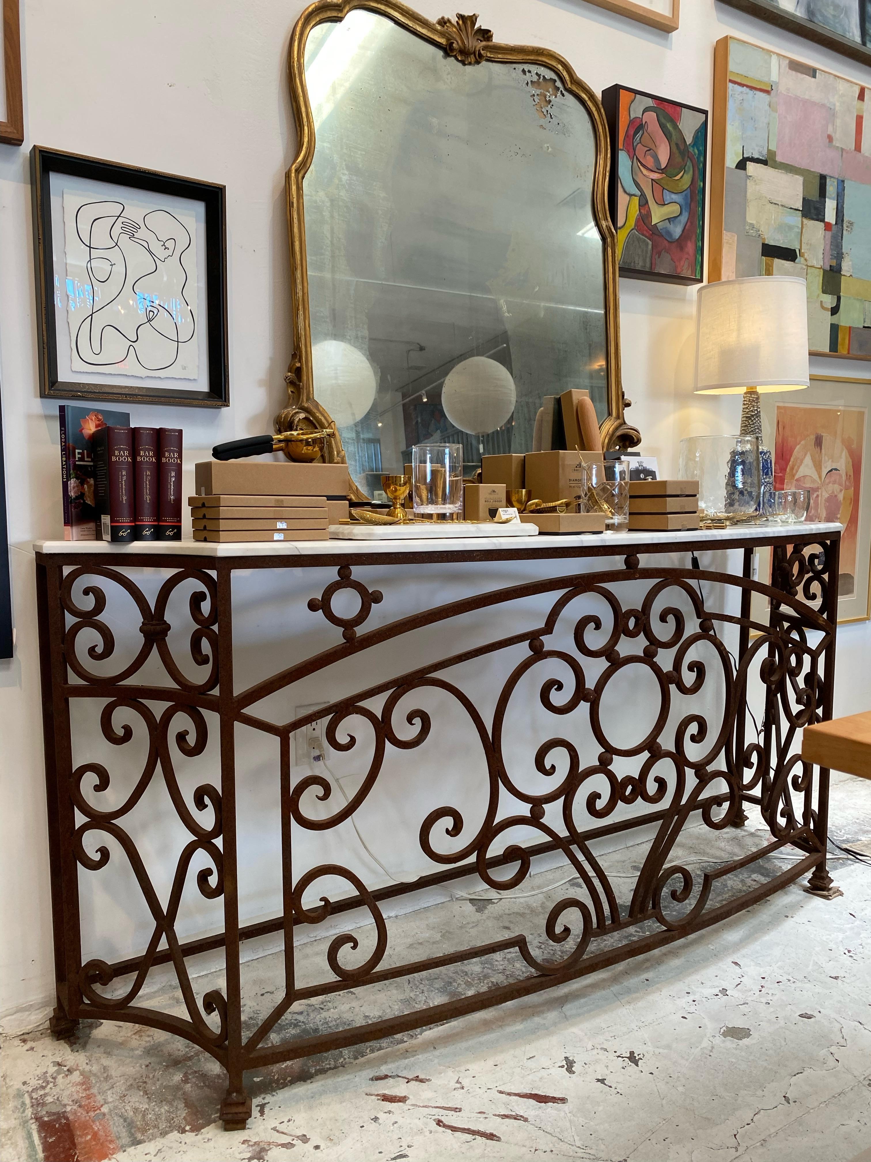 Louis XV Wrought Iron Console with Marble Top