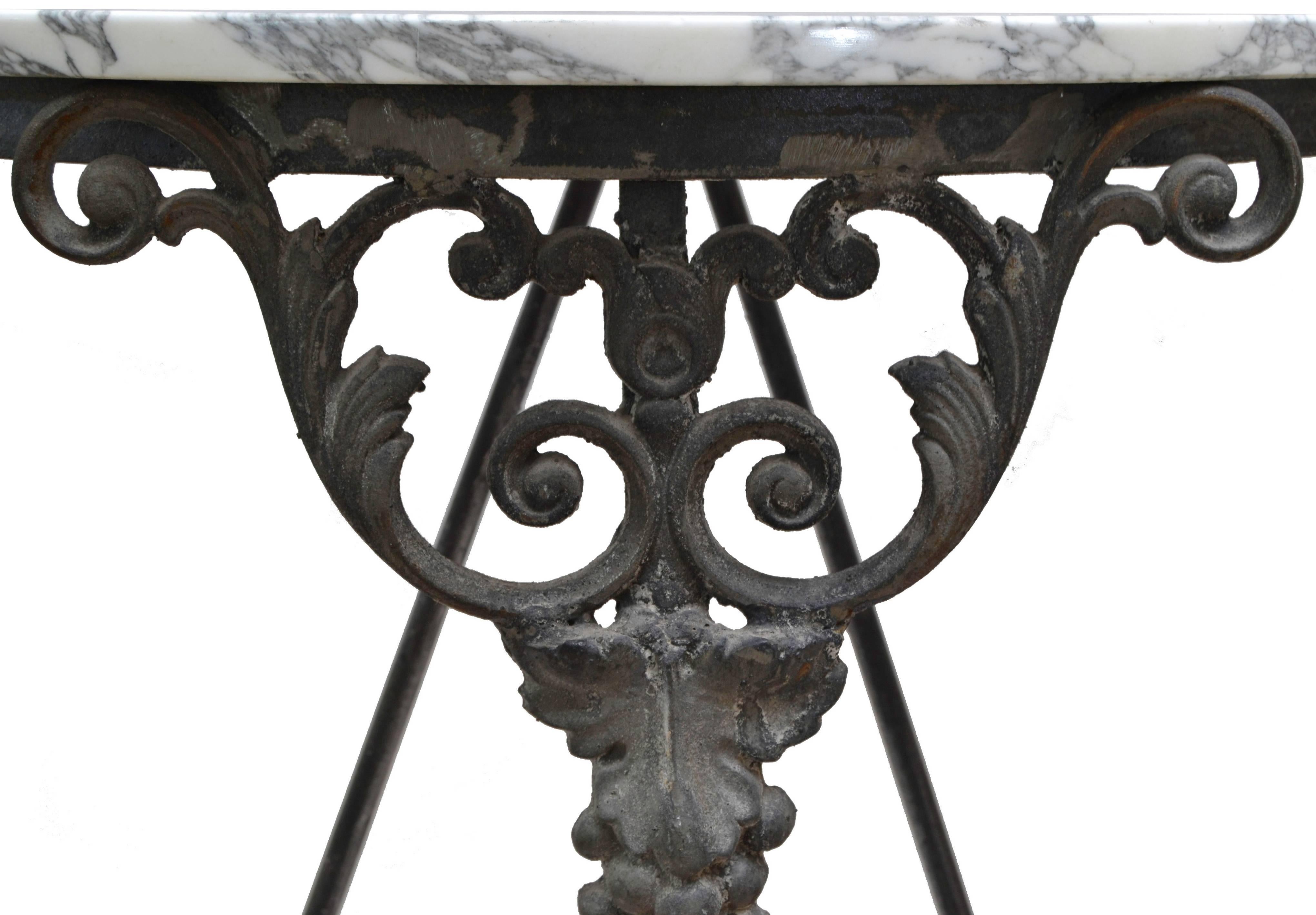 Mid-20th Century Wrought Iron Console with Marble Top