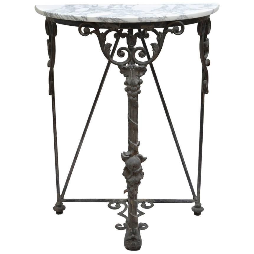 Wrought Iron Console with Marble Top