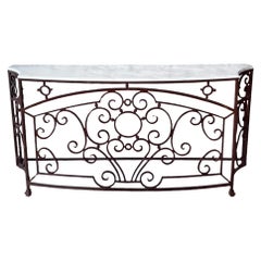 Wrought Iron Console with Marble Top