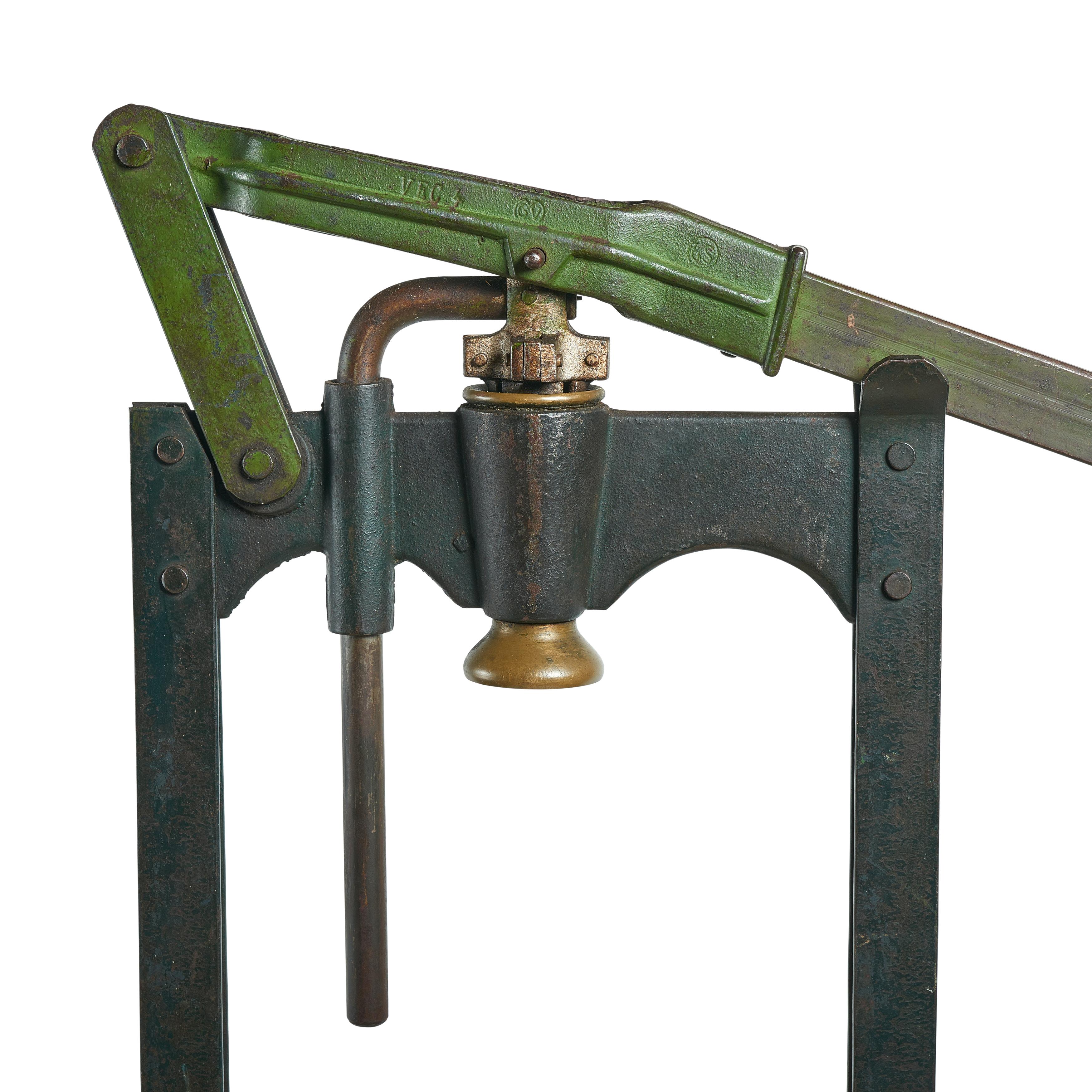 Italian Wrought Iron Cork Press with Wood Base For Sale