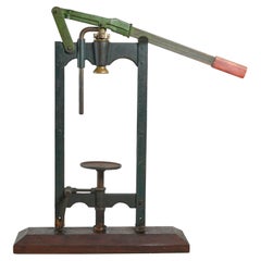 Wrought Iron Cork Press with Wood Base