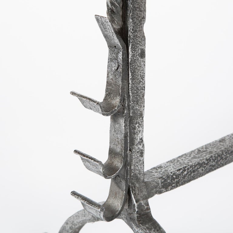 Wrought Iron Cresset Andirons, English, circa 1800 For Sale at 1stDibs