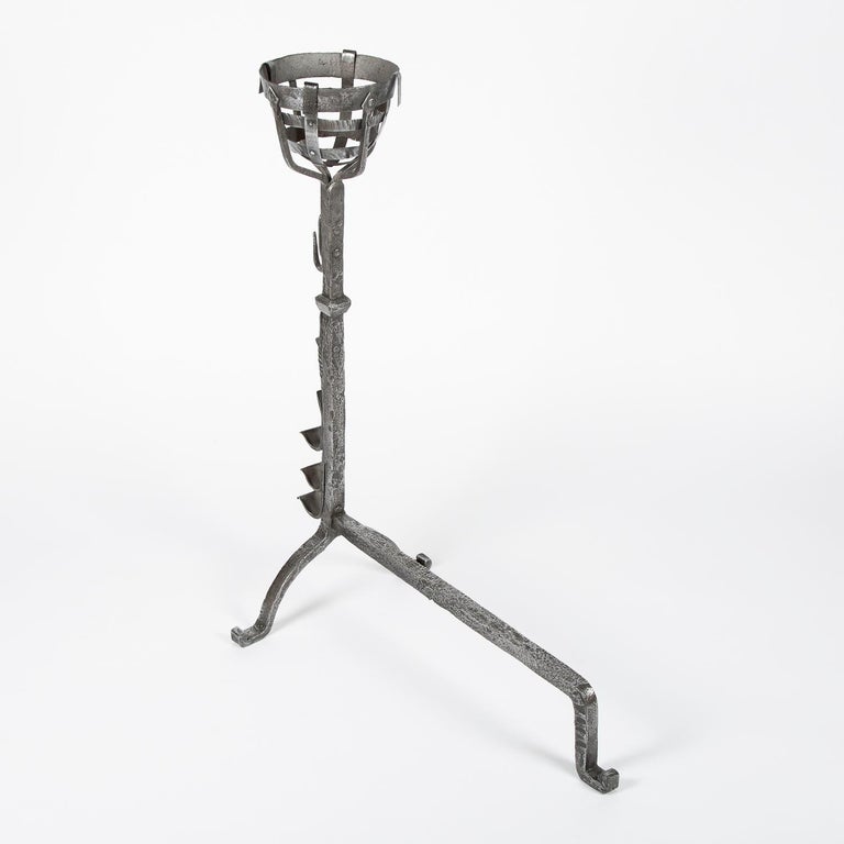 Wrought Iron Cresset Andirons, English, circa 1800 For Sale at 1stDibs