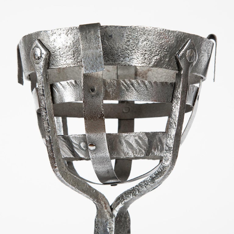 Wrought Iron Cresset Andirons, English, circa 1800 For Sale at 1stDibs