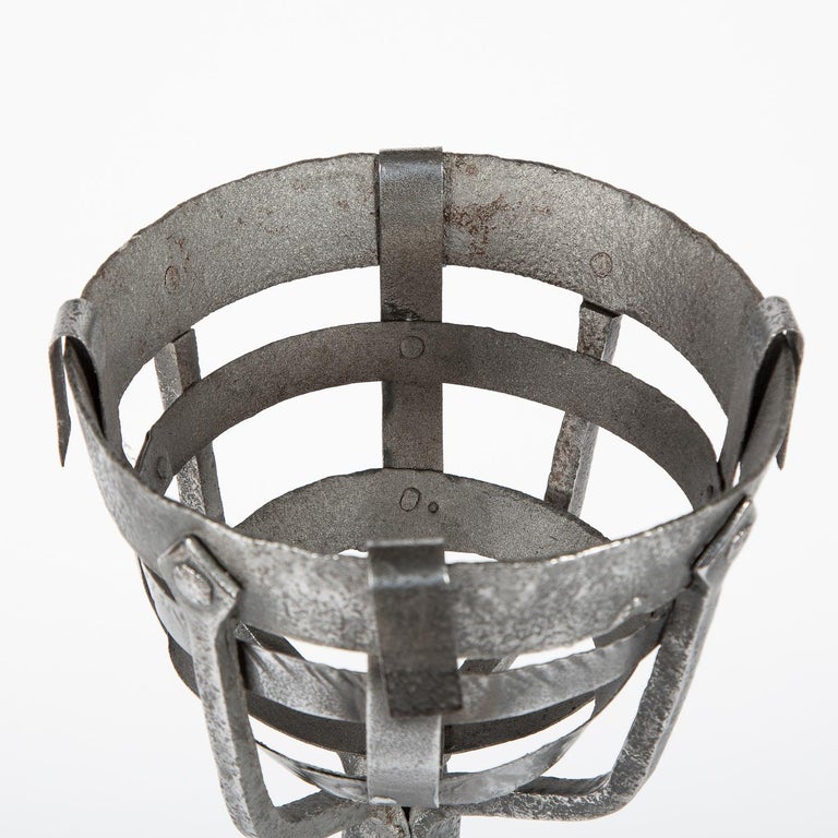 Wrought Iron Cresset Andirons, English, circa 1800 For Sale at 1stDibs