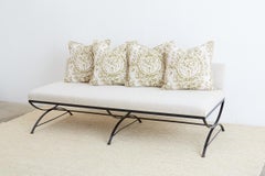 Wrought Iron Curule Style Dining Banquette Bench