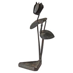 Wrought Iron Cyclamen Ashtray and Paperweight, Italy 1940s