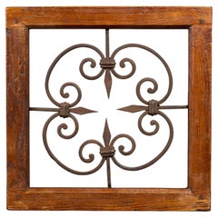 Wrought Iron Decorative Grill with Newer Wooden Frame
