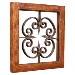 Wrought Iron Decorative Grill with Newer Wooden Frame