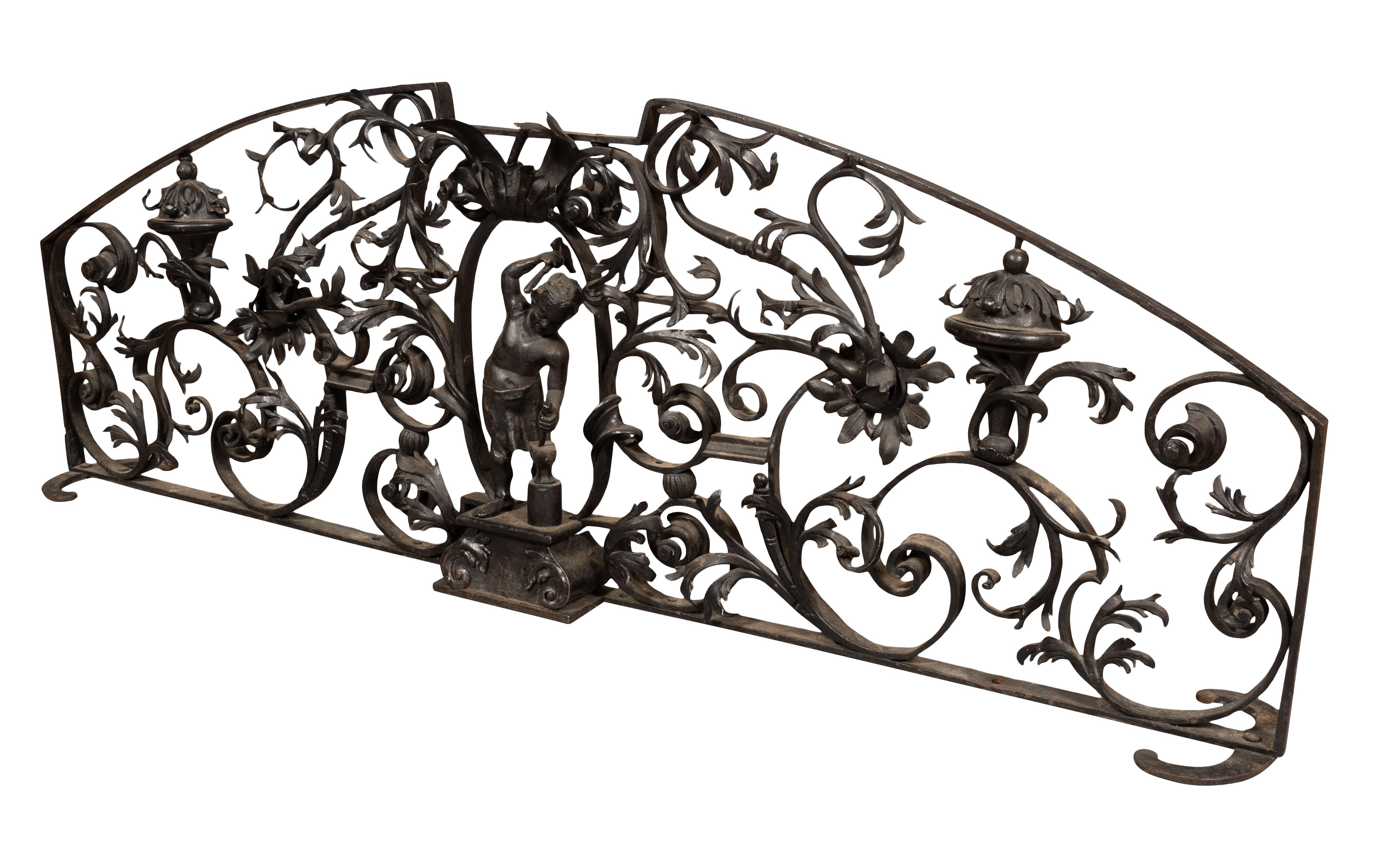 19th Century Wrought Iron Decorative Window Transom For Sale