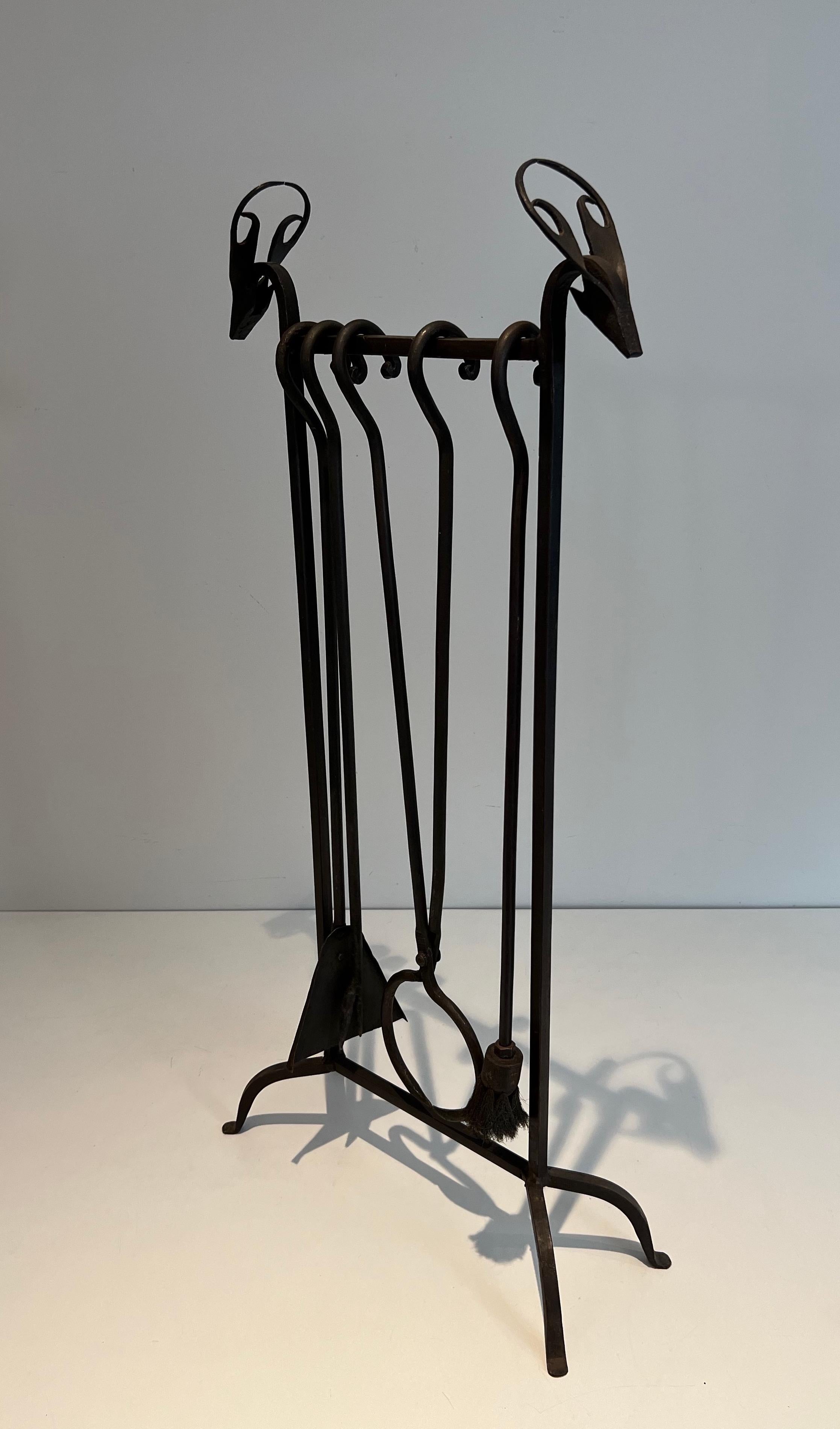 Tête de cerf en fer forgé Outils de cheminée 5