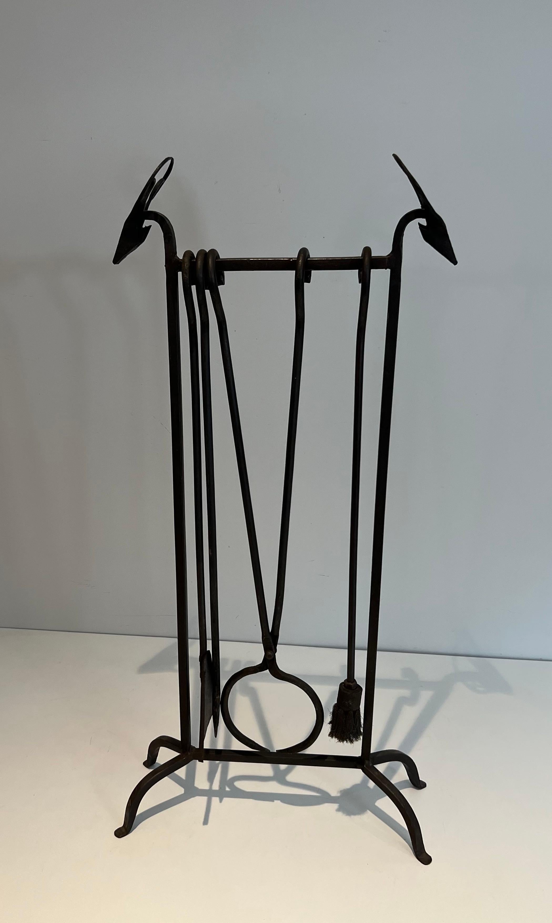 Tête de cerf en fer forgé Outils de cheminée 6
