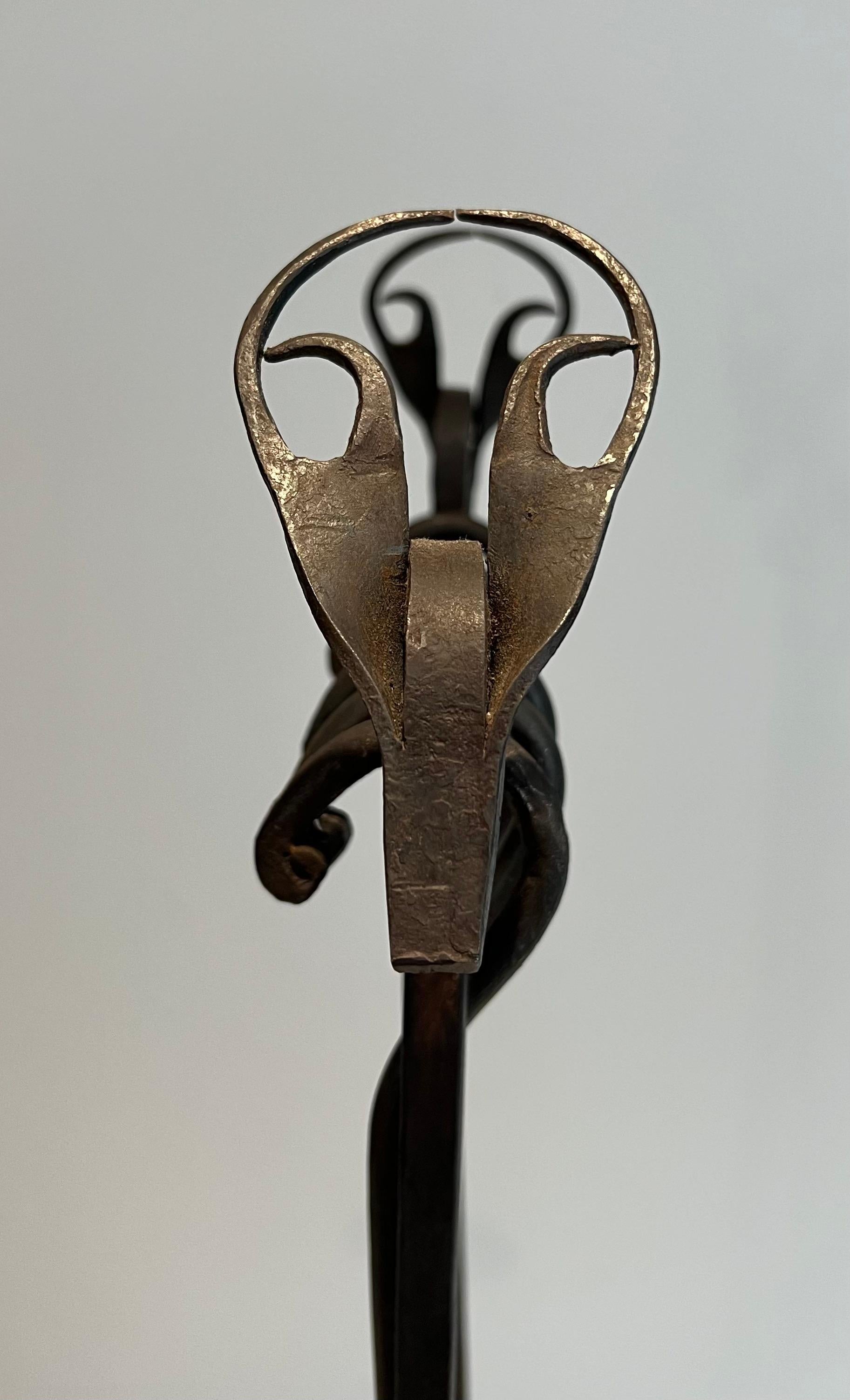 Tête de cerf en fer forgé Outils de cheminée 7