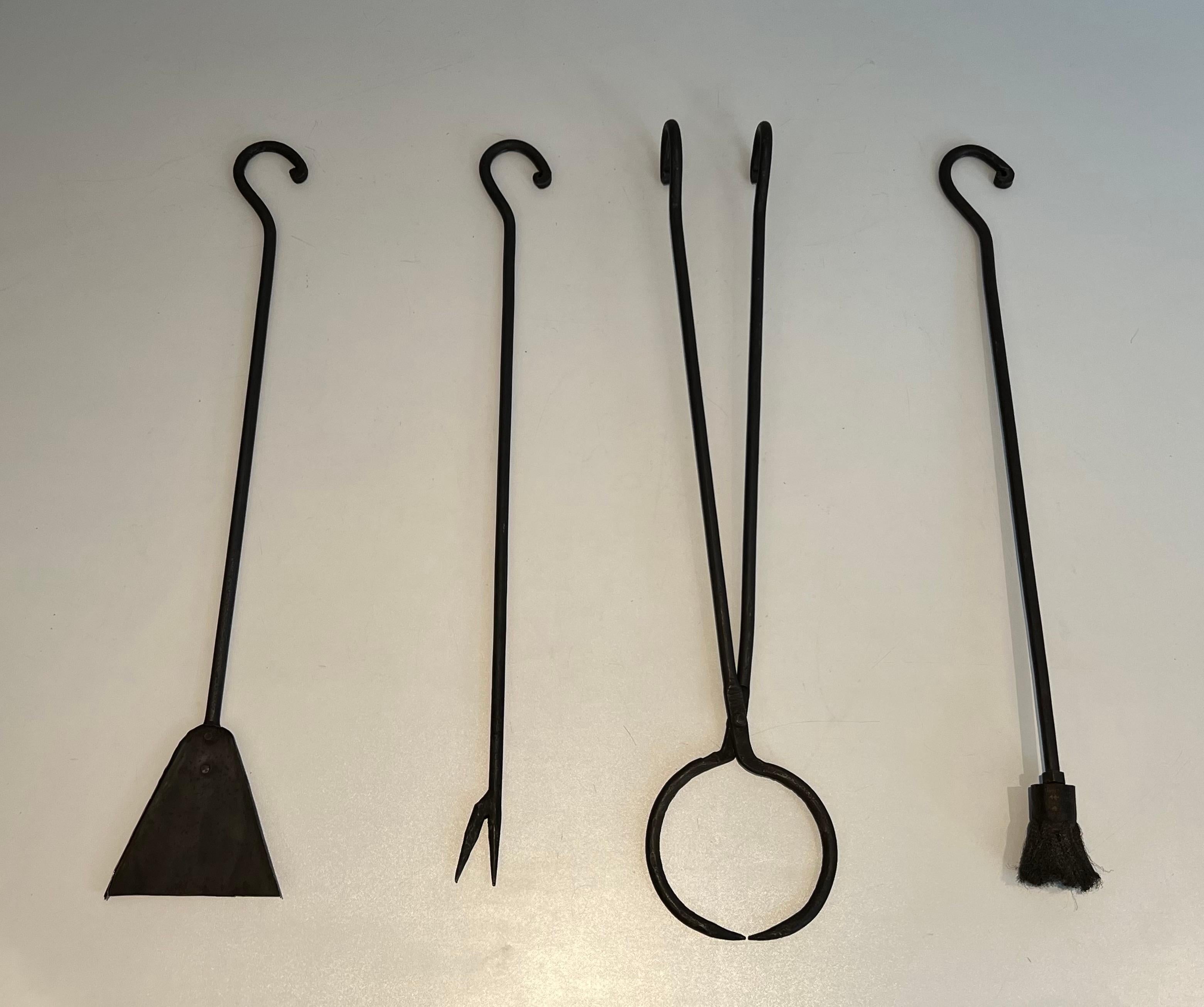 Tête de cerf en fer forgé Outils de cheminée 1