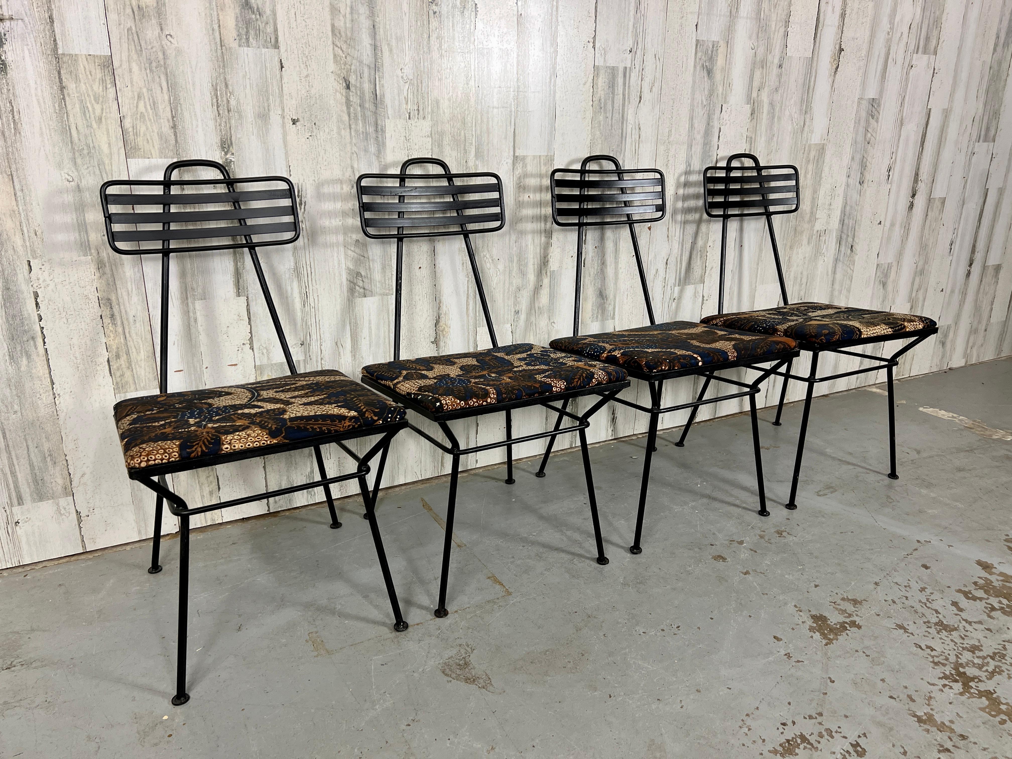 Mid-Century Modern Wrought Iron Dining Chairs in the Style of Tony Paul For Sale