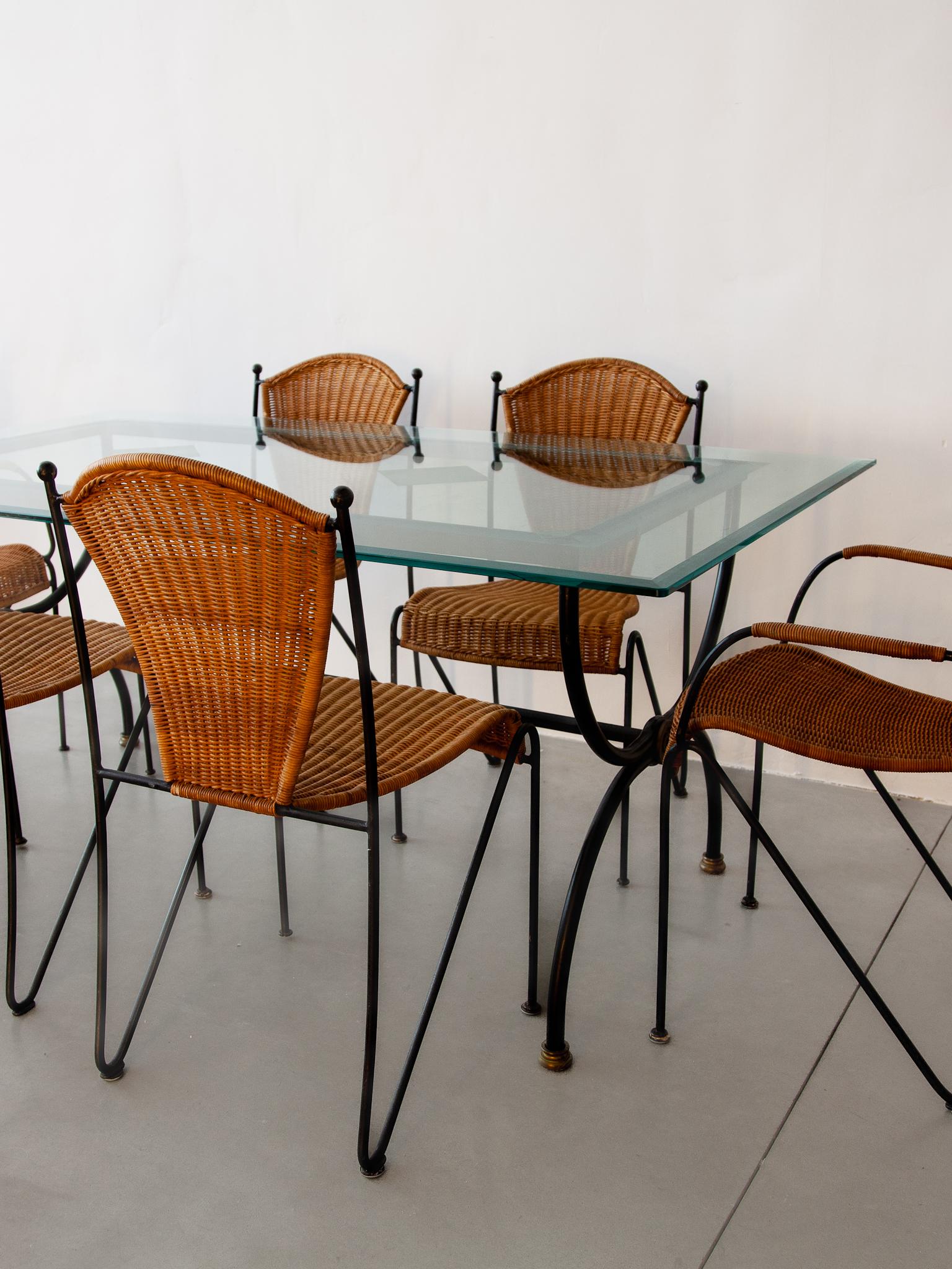 Fin du 20e siècle Table de salle à manger en fer forgé 1970, Italie en vente