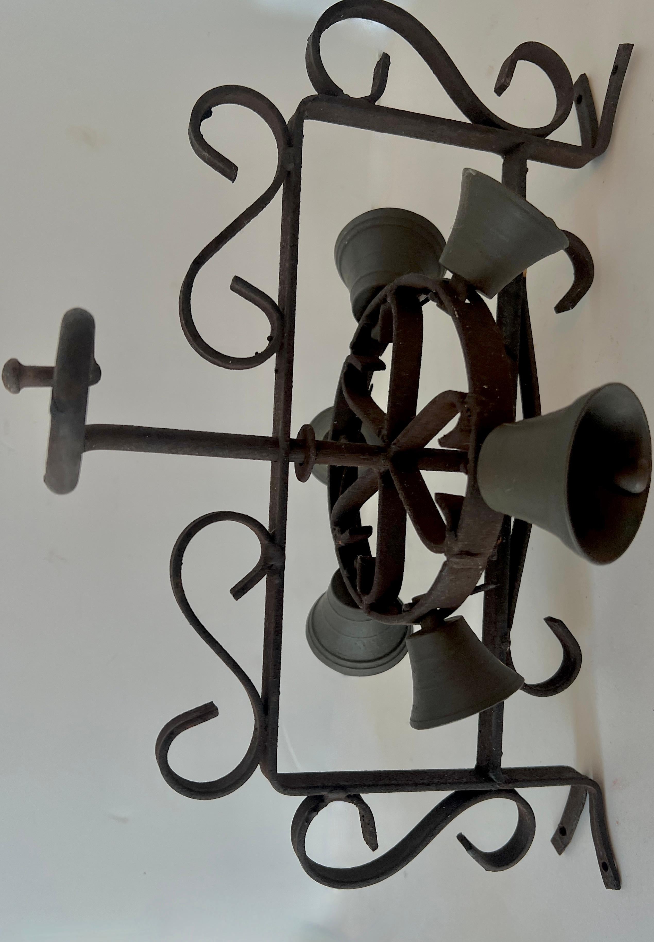 Rustic Spanish Iron Rotating Door Bell For Sale