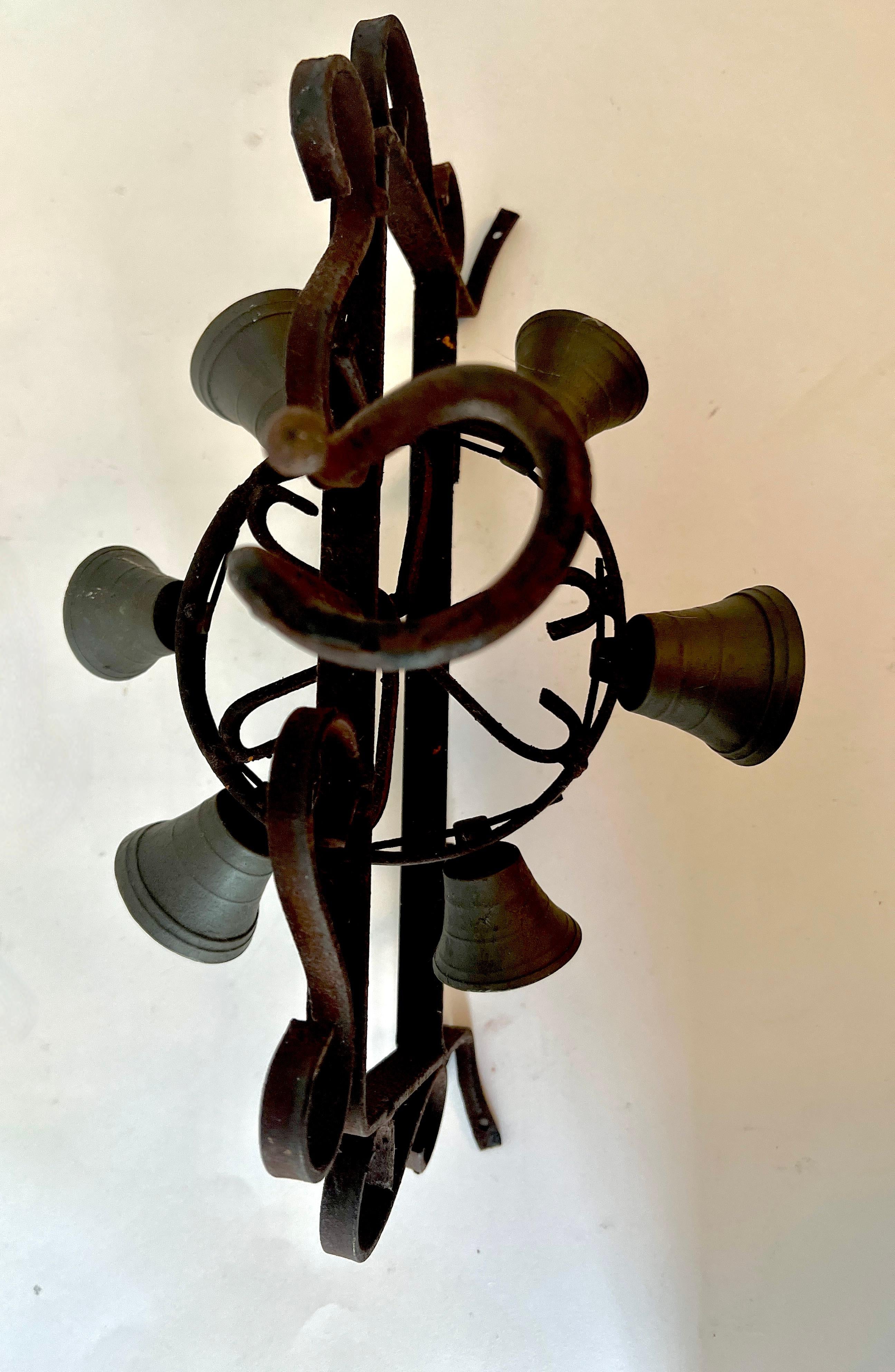 Hand-Crafted Spanish Iron Rotating Door Bell For Sale