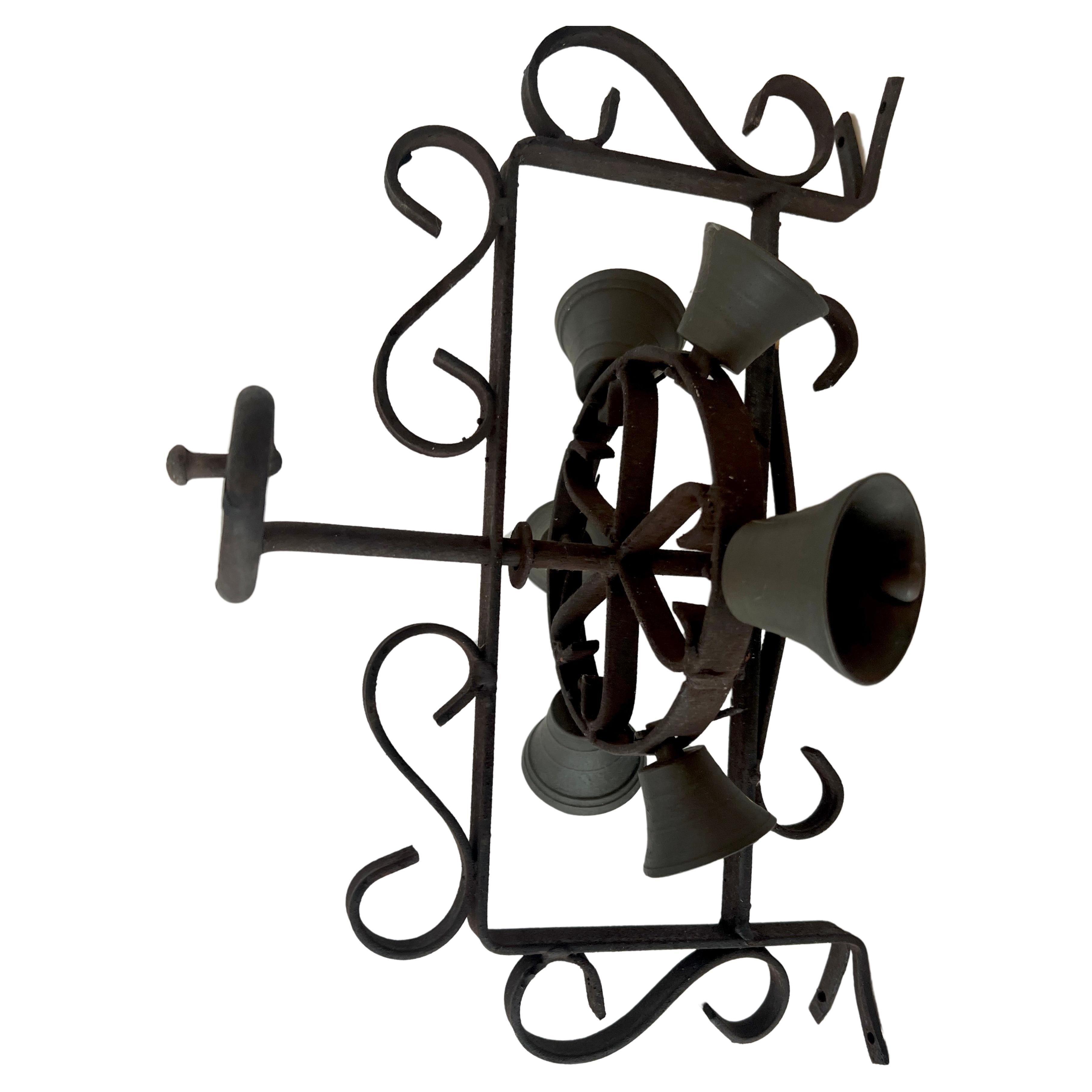Wrought Iron Door Bell with Hand Rotating Bells