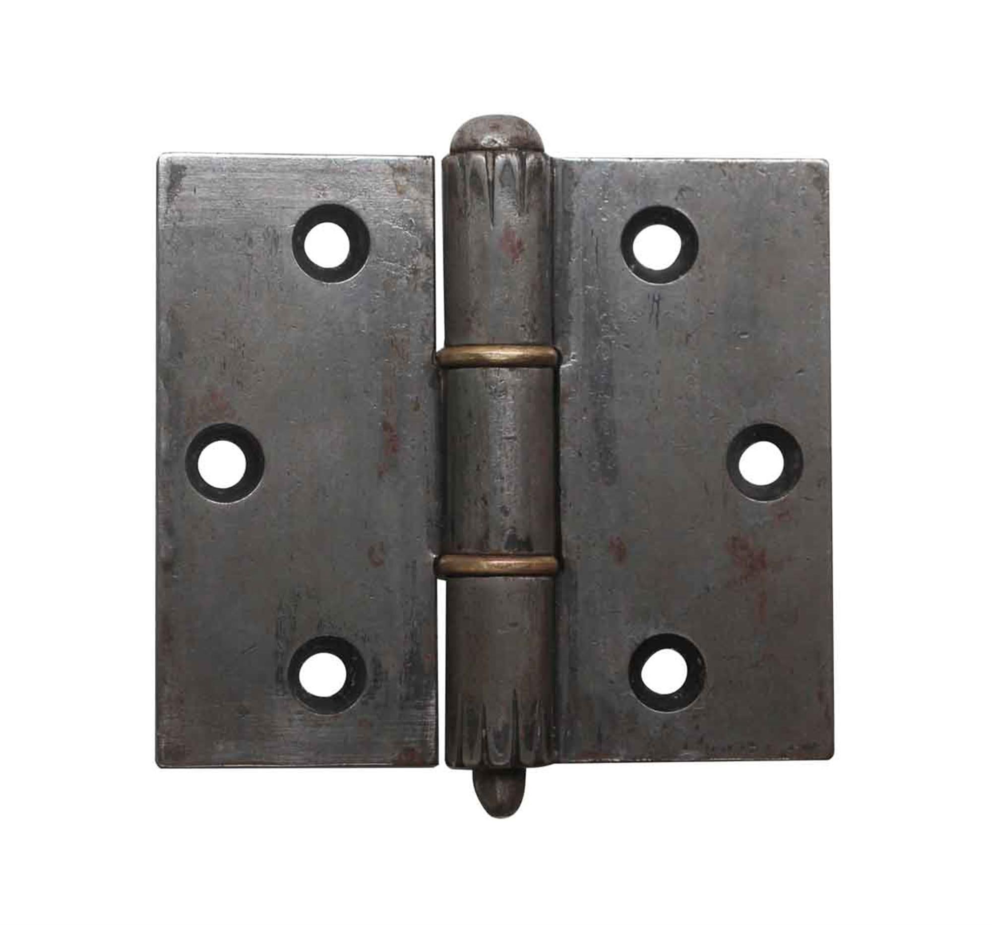 Arts & Crafts style original ornamental hand forged iron hinges attributed to Samuel Yellin, circa 1924. The door hinges were recovered from the La Tourelle Home in Fox Chapel, PA. The Norman French Manor style house was built by the renowned