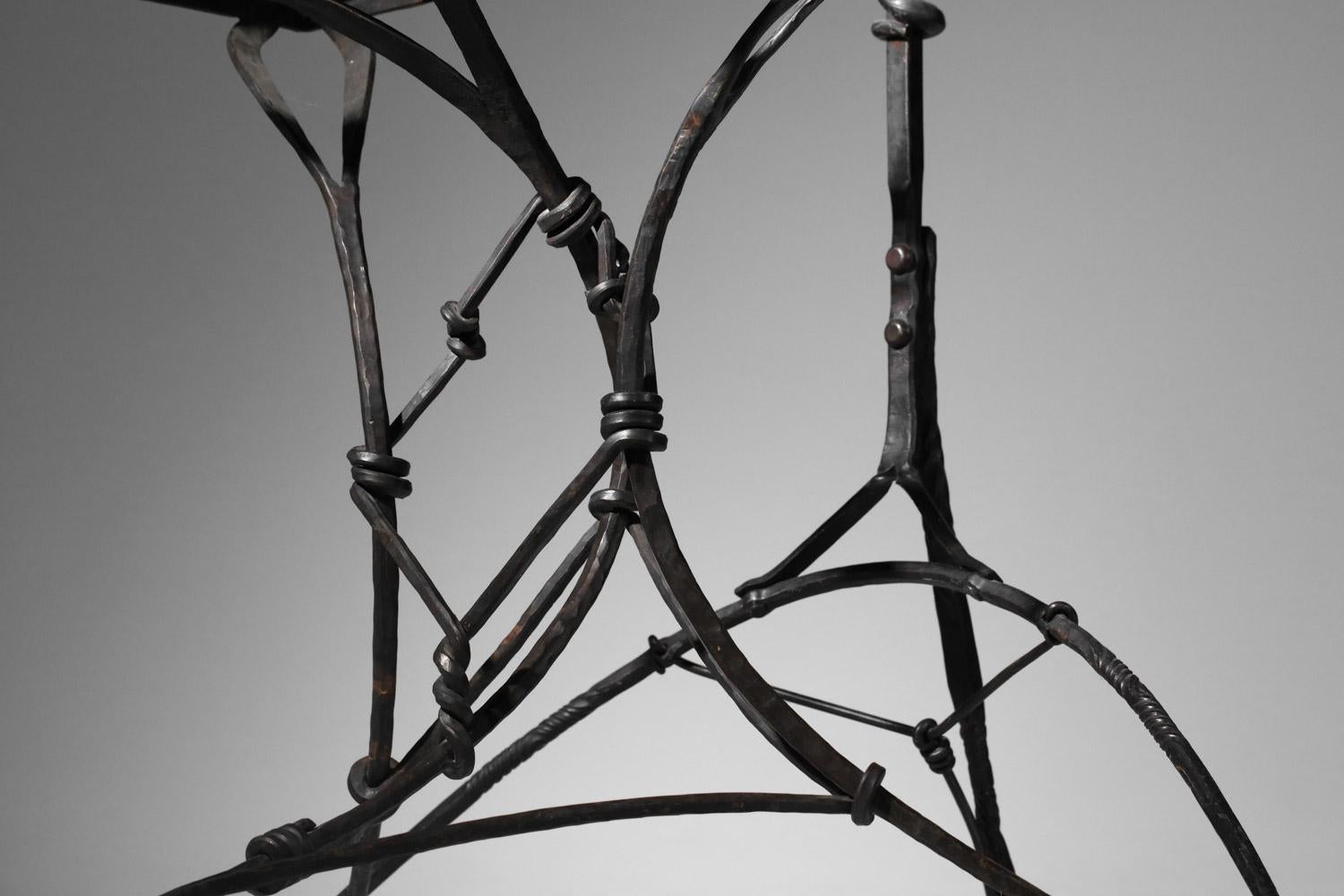 Wrought iron dressing table with shelf and steel mirror For Sale 9