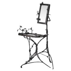 Coiffeuse avec étagère et miroir en acier
