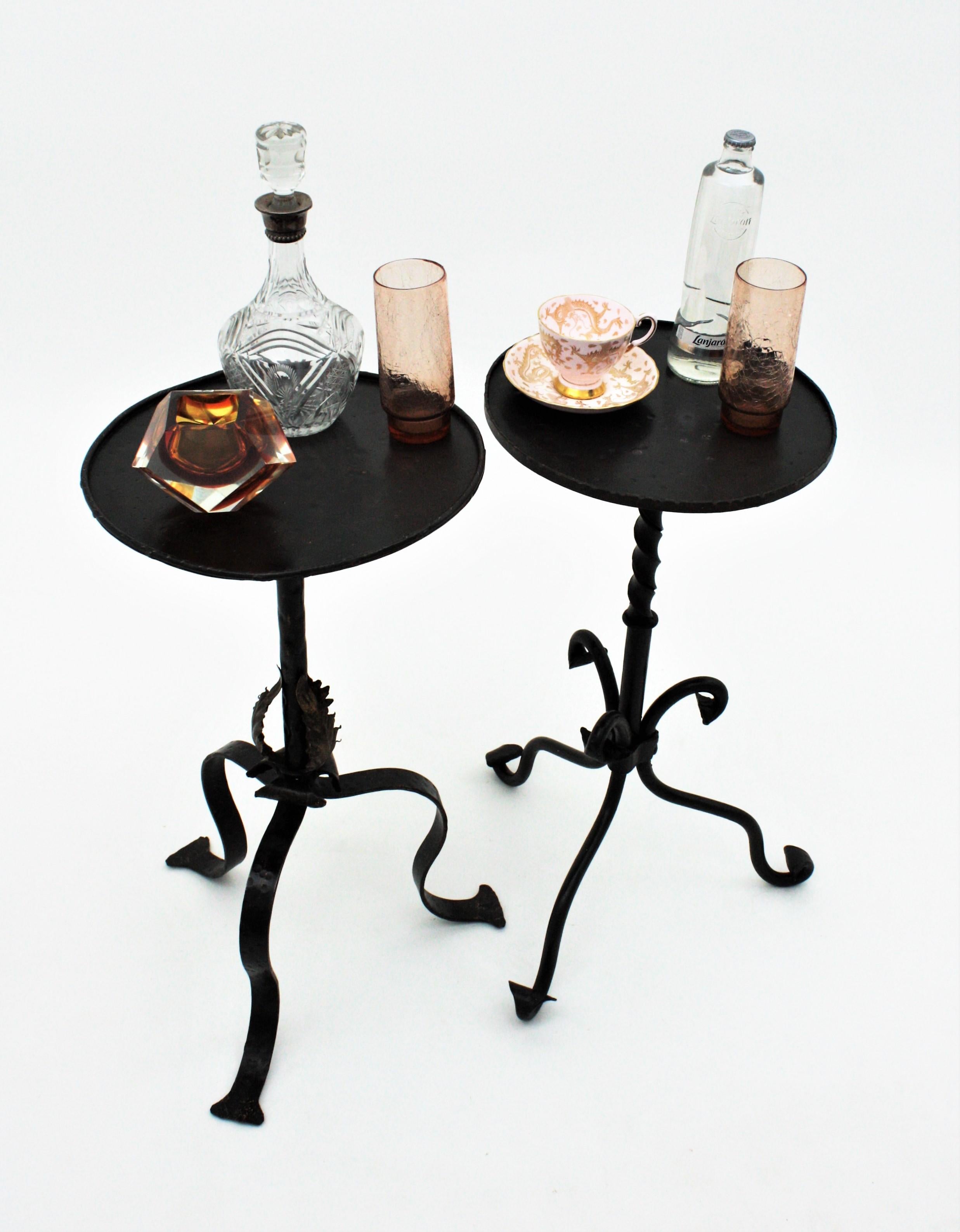 Hand-Crafted Spanish Drinks Table, Gueridon or Side Table in Wrought Iron