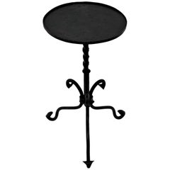 Spanish Drinks Table, Gueridon or Side Table in Wrought Iron