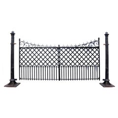 Wrought Iron Driveway Gates with Cast Iron Posts